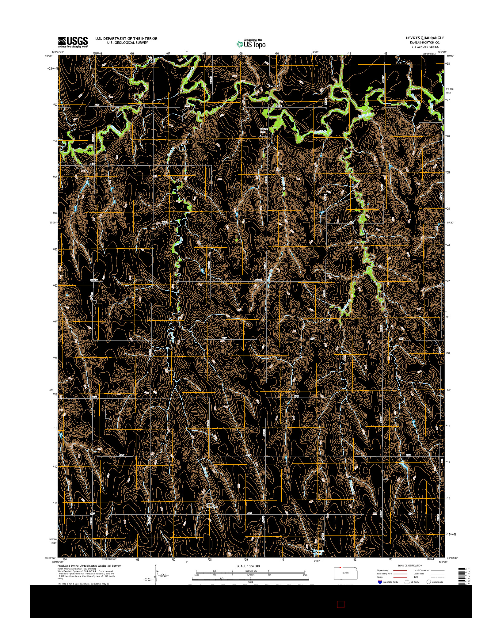 USGS US TOPO 7.5-MINUTE MAP FOR DEVIZES, KS 2015