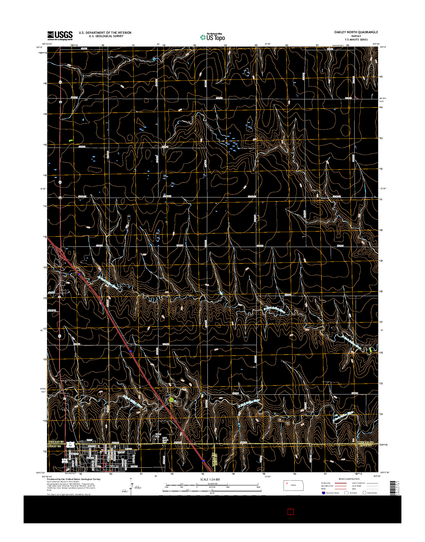 USGS US TOPO 7.5-MINUTE MAP FOR OAKLEY NORTH, KS 2015
