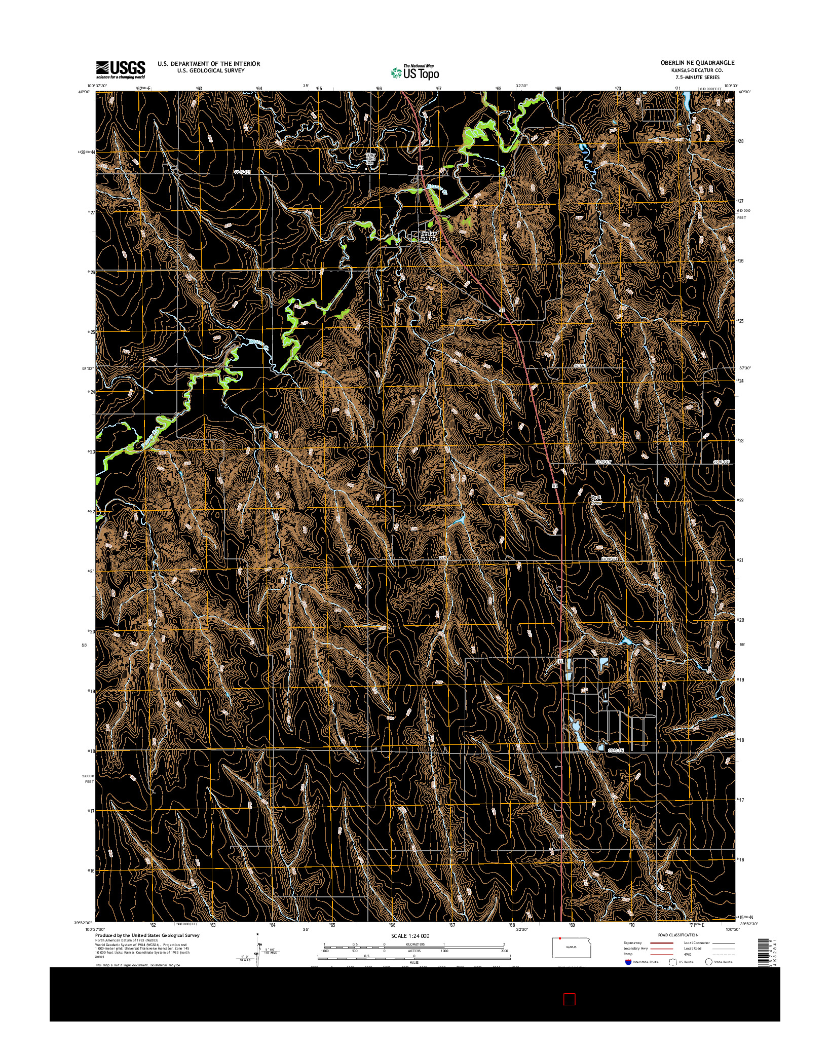 USGS US TOPO 7.5-MINUTE MAP FOR OBERLIN NE, KS 2015