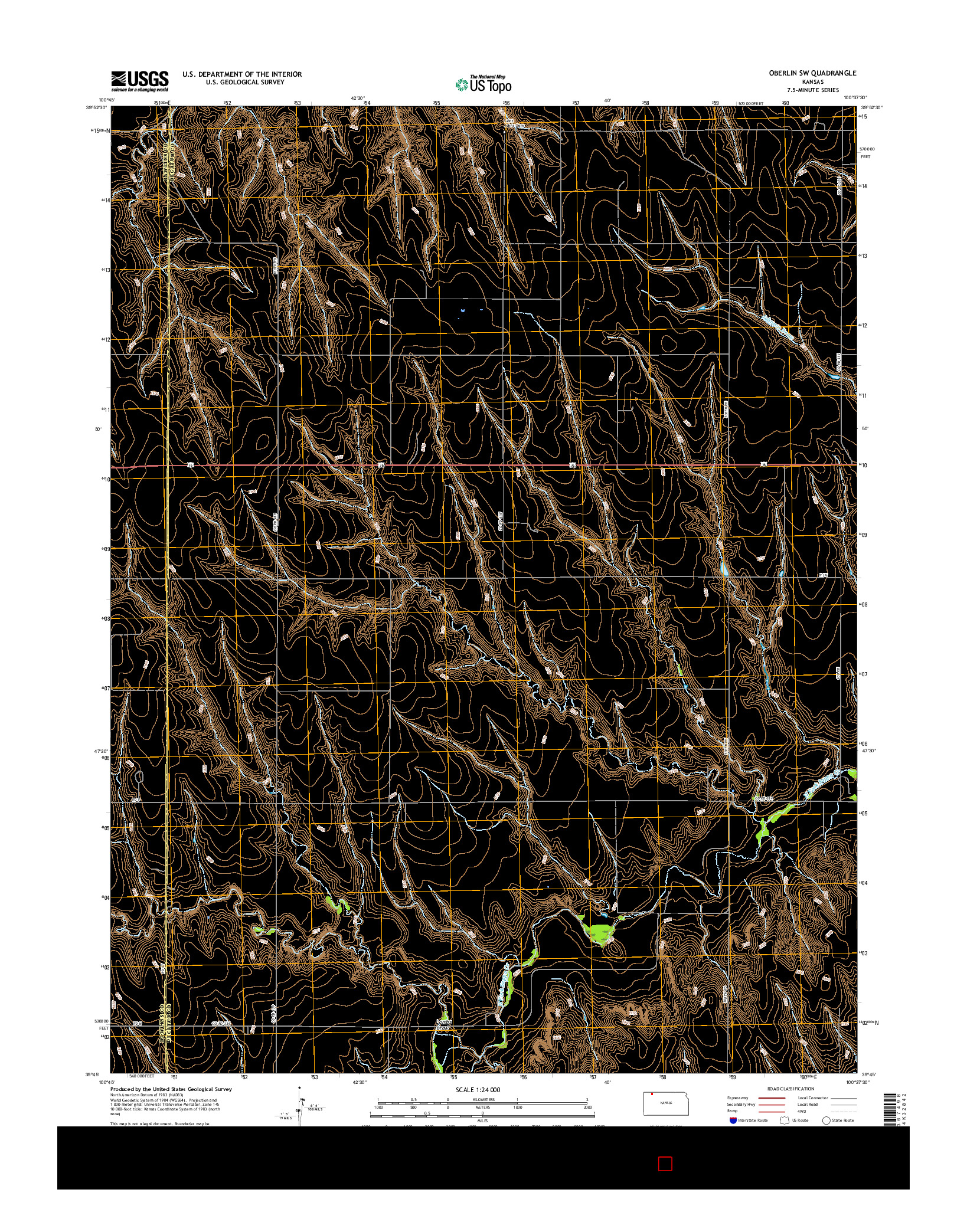 USGS US TOPO 7.5-MINUTE MAP FOR OBERLIN SW, KS 2015