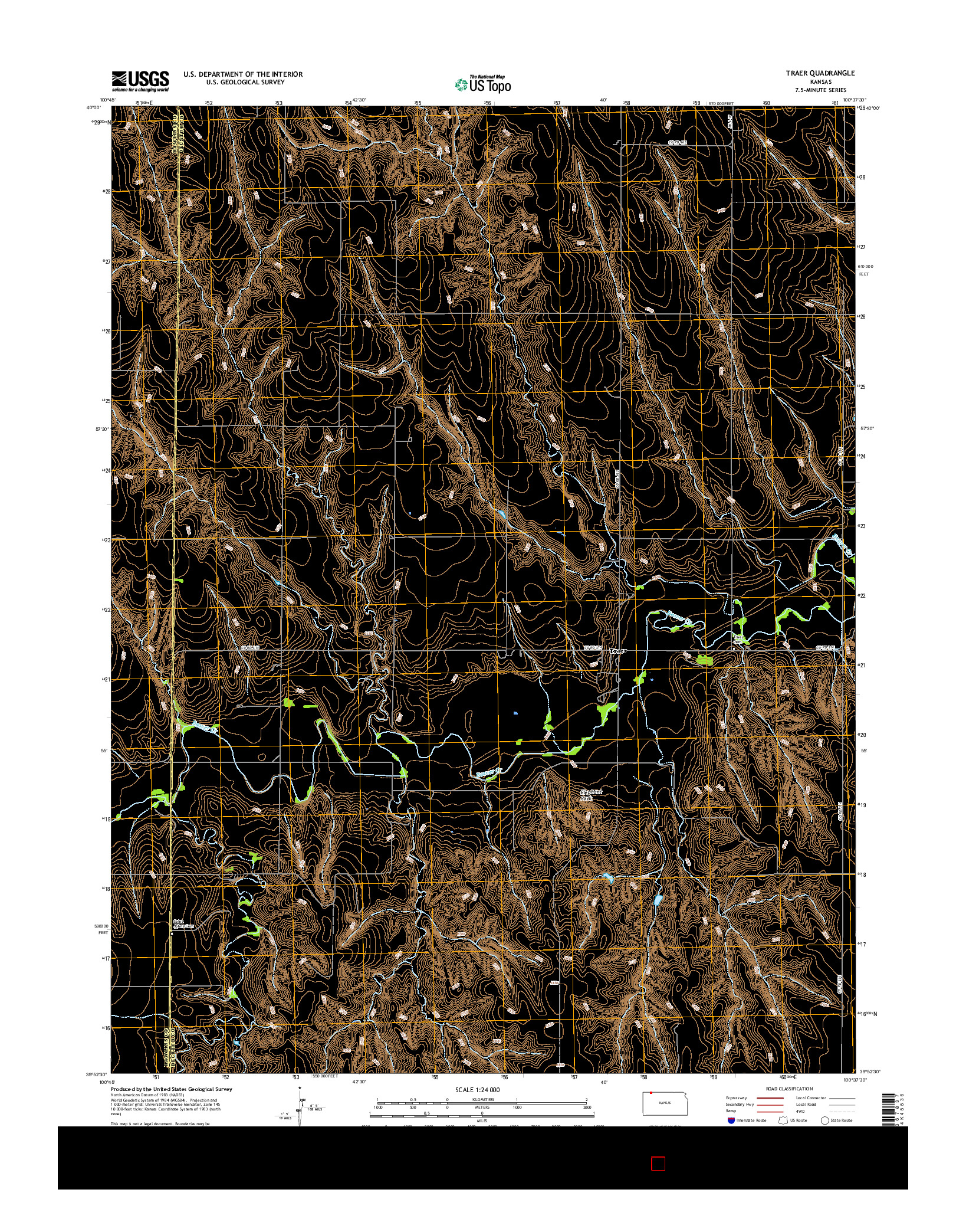USGS US TOPO 7.5-MINUTE MAP FOR TRAER, KS 2015