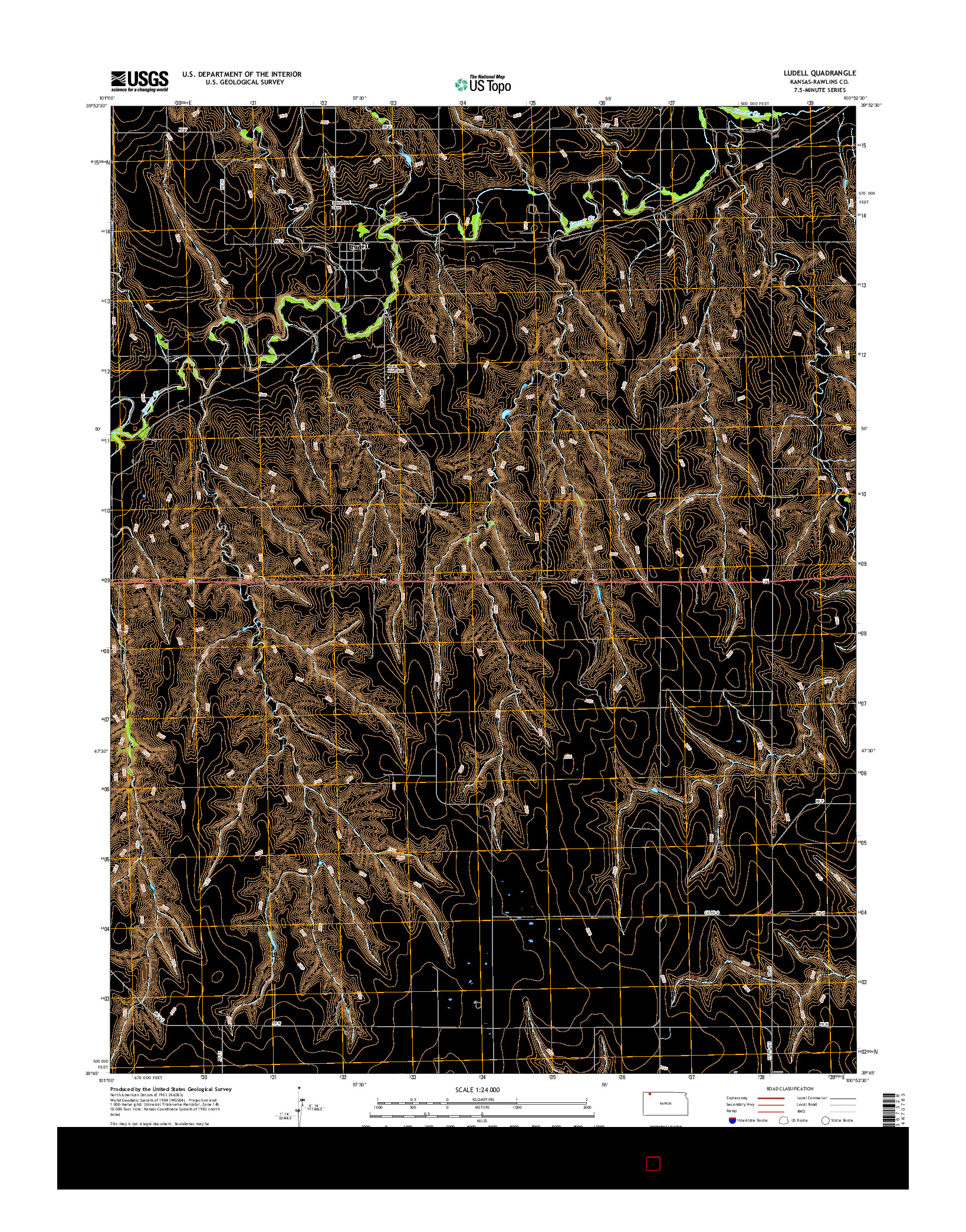 USGS US TOPO 7.5-MINUTE MAP FOR LUDELL, KS 2015