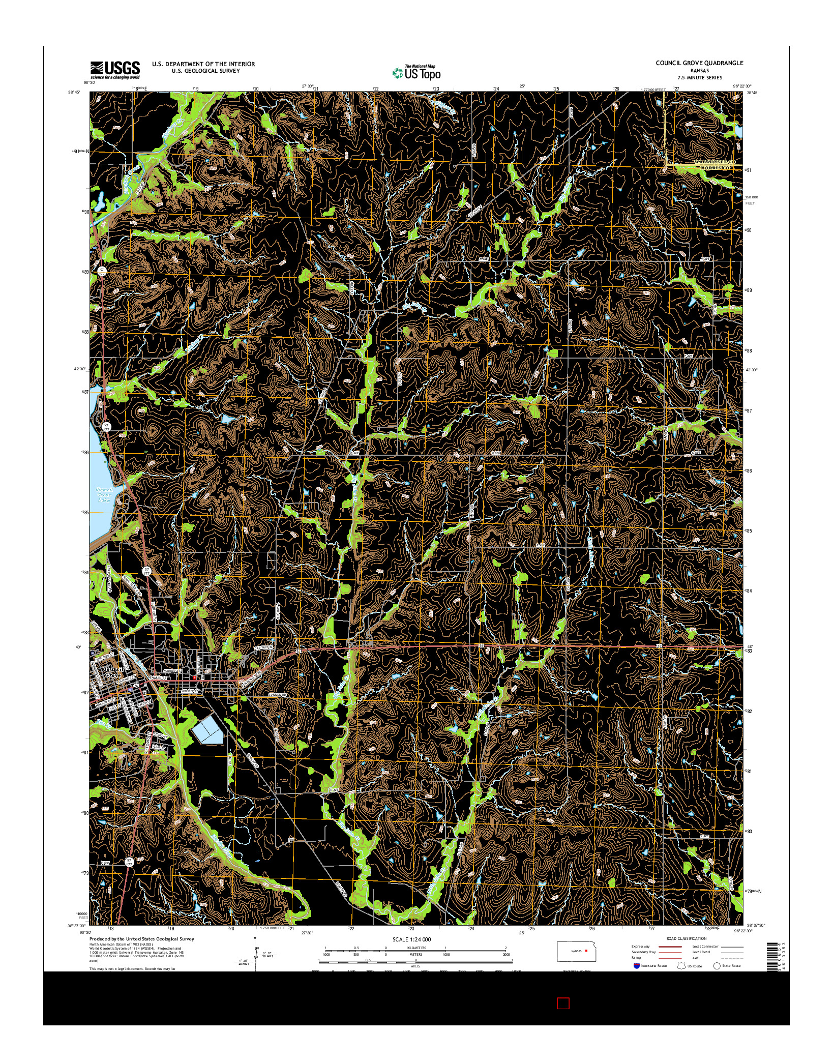 USGS US TOPO 7.5-MINUTE MAP FOR COUNCIL GROVE, KS 2015