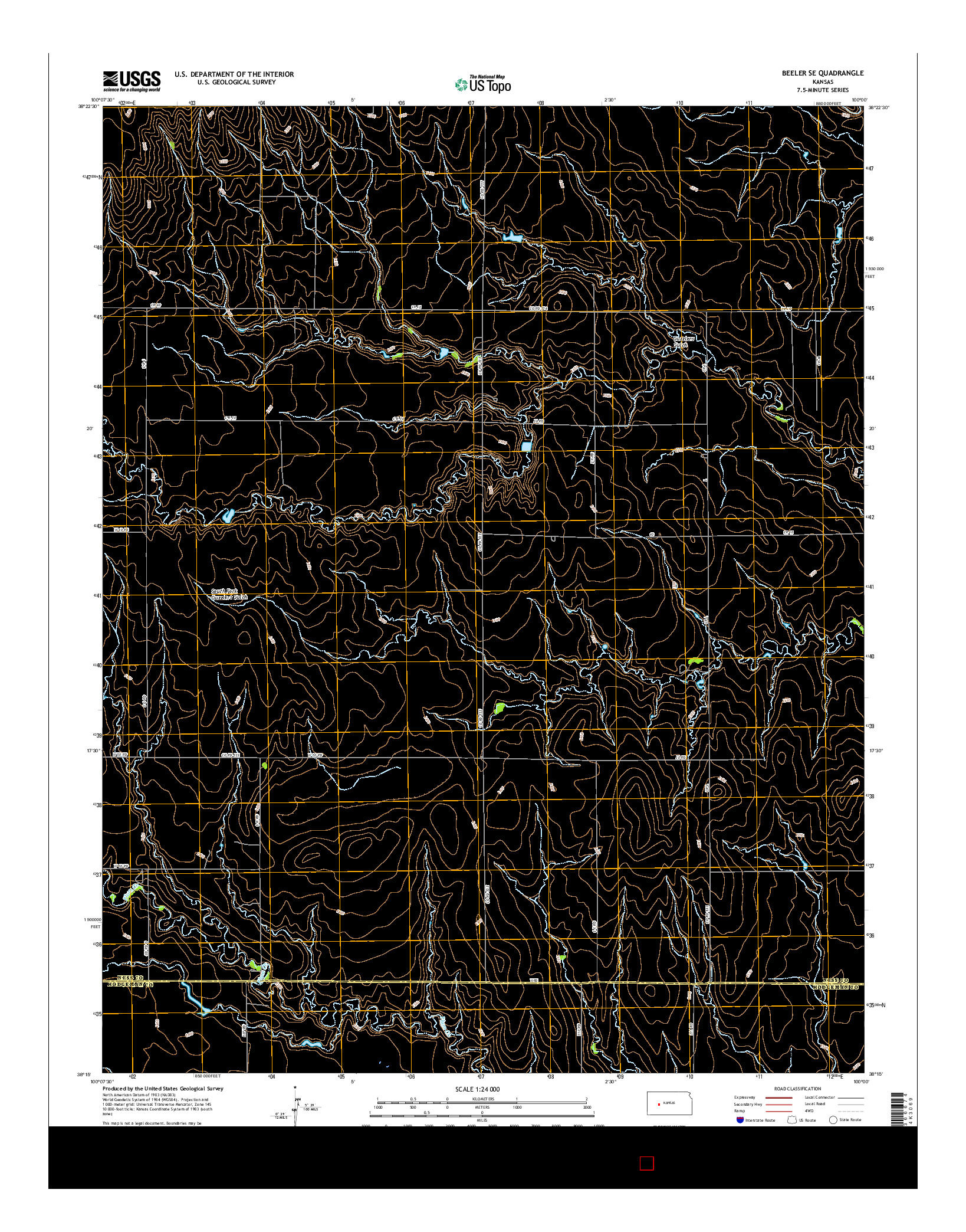 USGS US TOPO 7.5-MINUTE MAP FOR BEELER SE, KS 2015