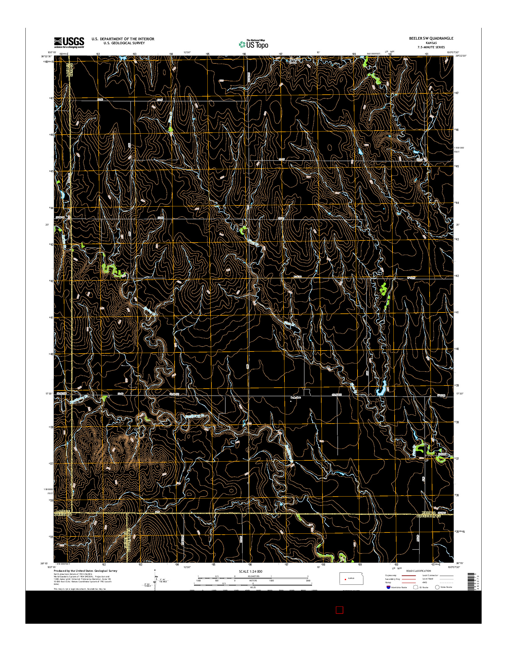 USGS US TOPO 7.5-MINUTE MAP FOR BEELER SW, KS 2015