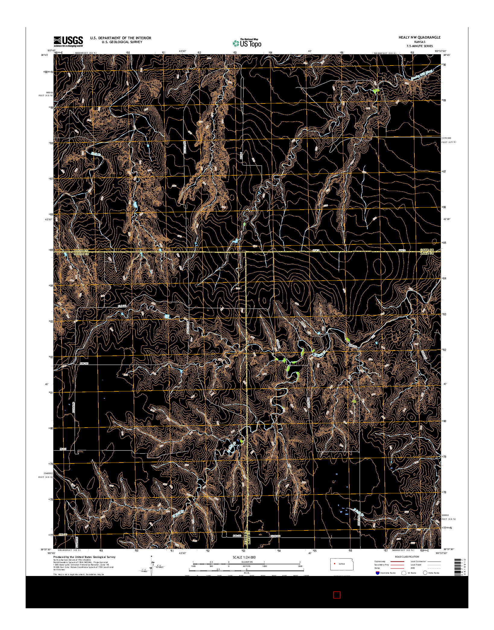 USGS US TOPO 7.5-MINUTE MAP FOR HEALY NW, KS 2015