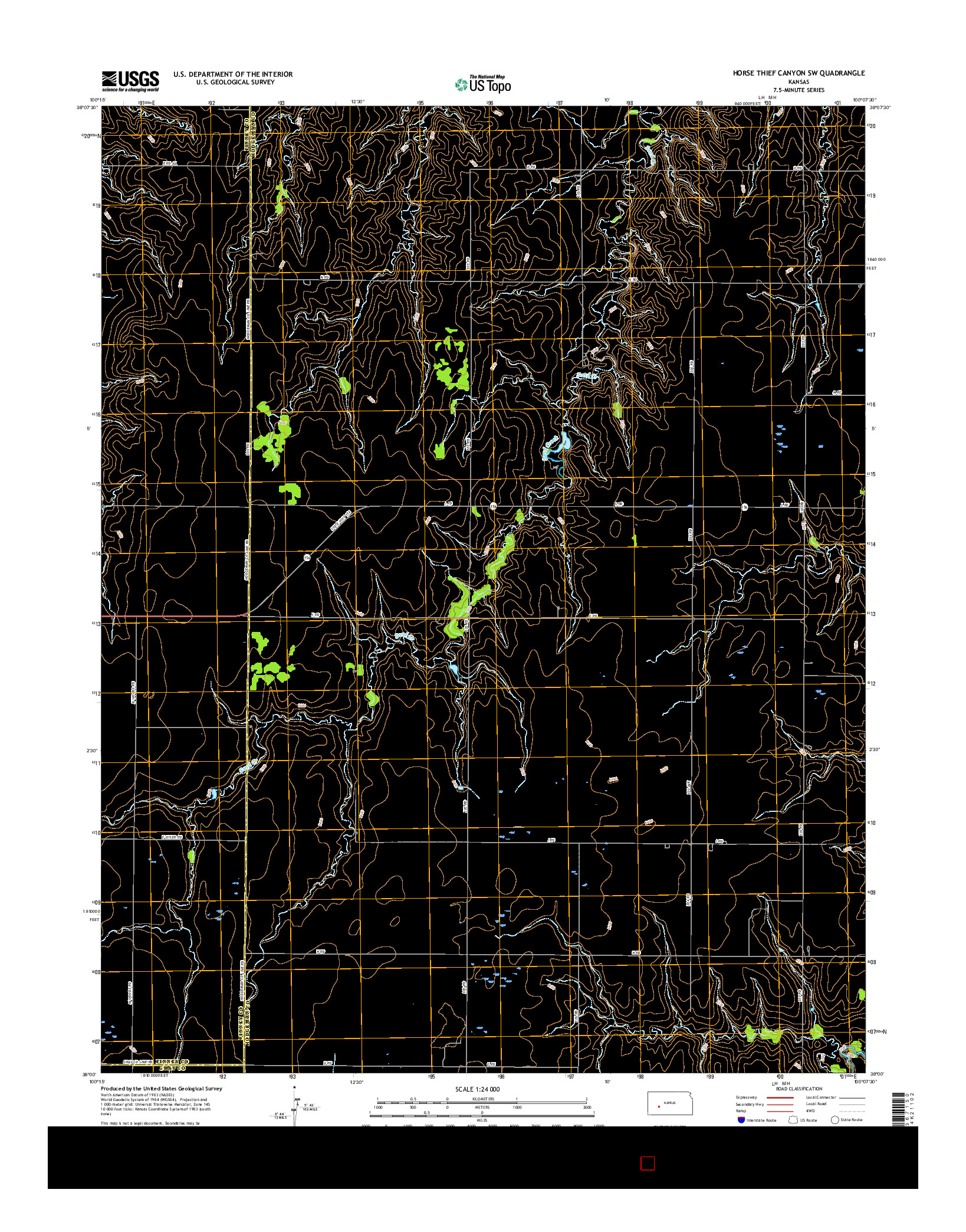 USGS US TOPO 7.5-MINUTE MAP FOR HORSE THIEF CANYON SW, KS 2015