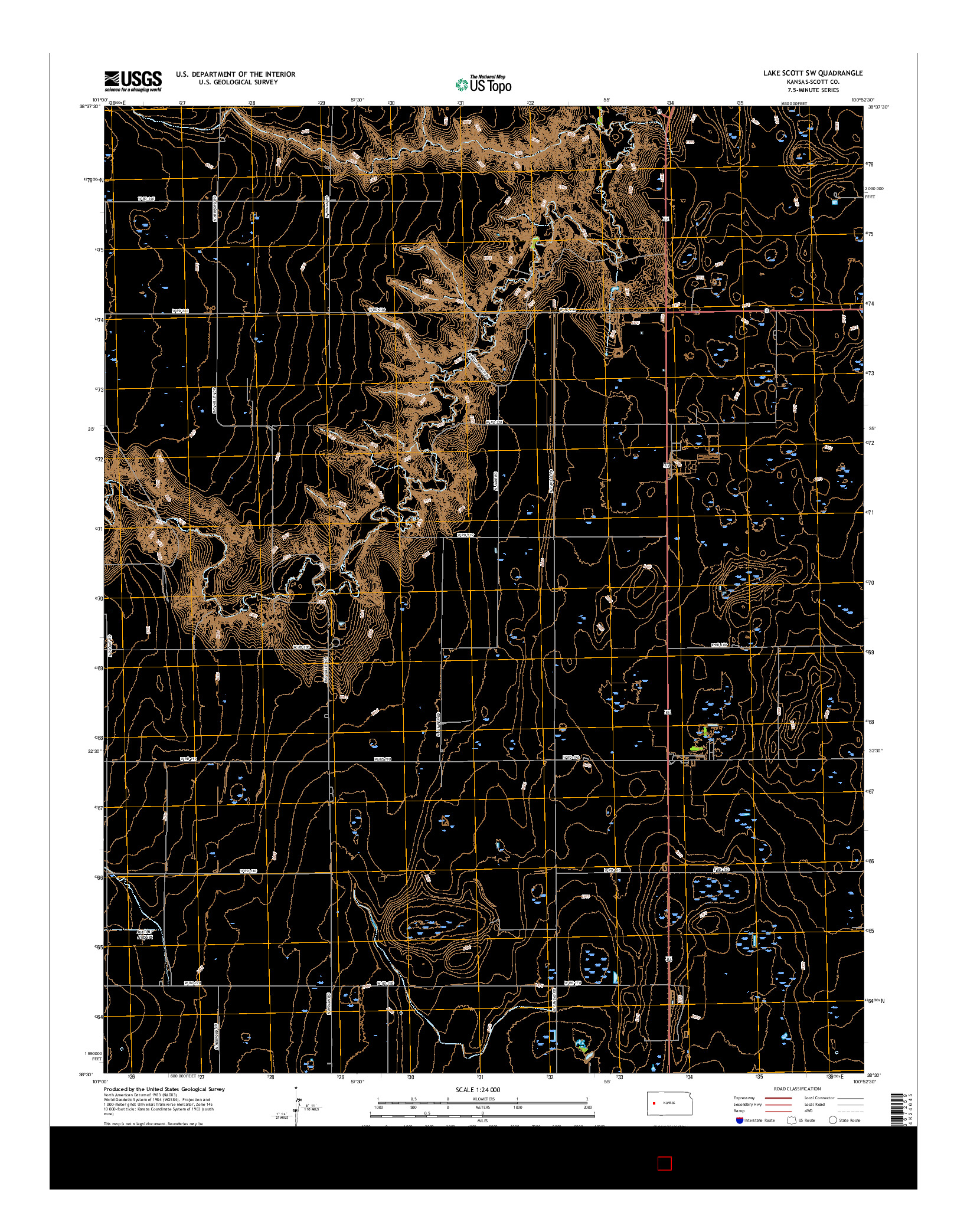 USGS US TOPO 7.5-MINUTE MAP FOR LAKE SCOTT SW, KS 2015