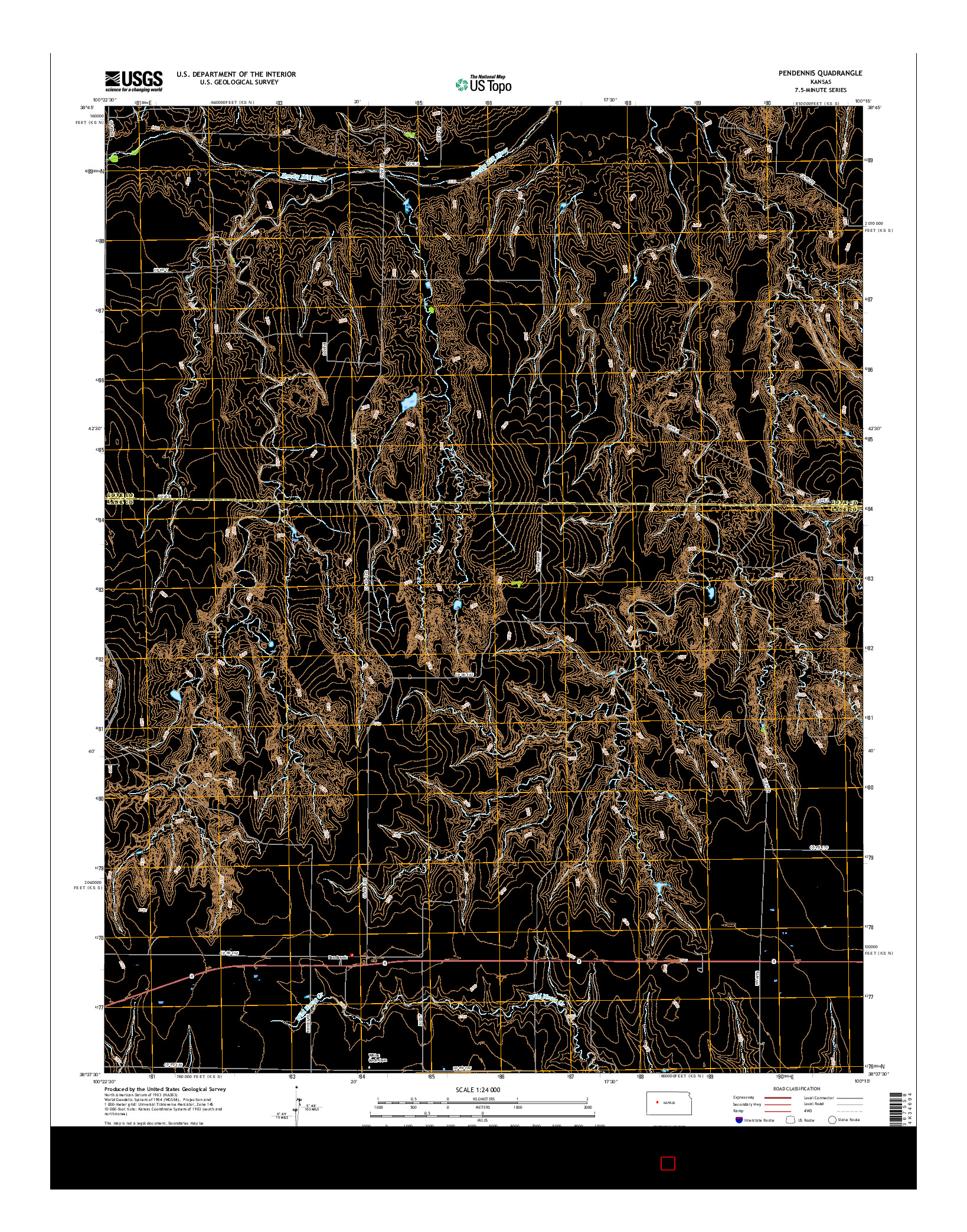 USGS US TOPO 7.5-MINUTE MAP FOR PENDENNIS, KS 2015