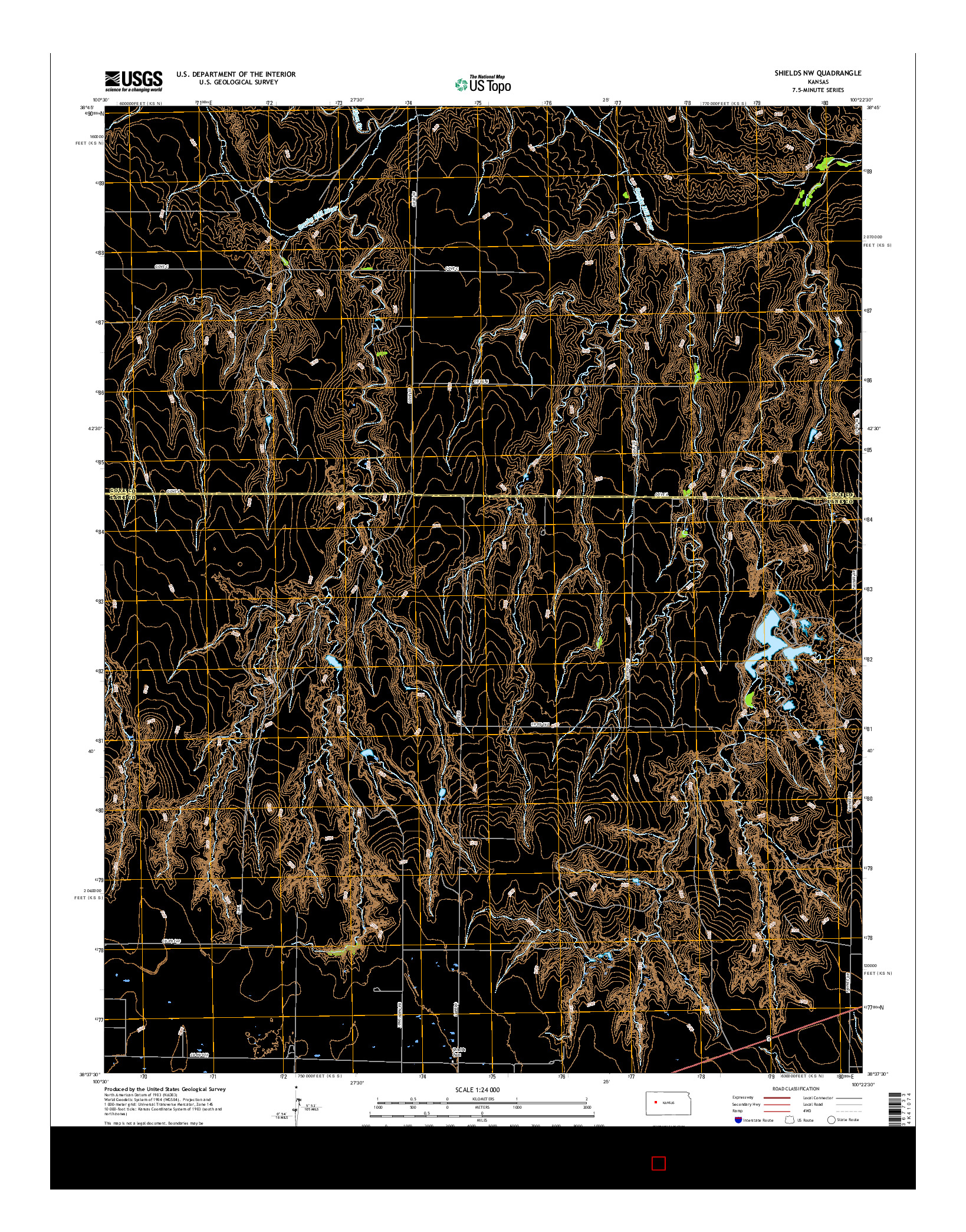 USGS US TOPO 7.5-MINUTE MAP FOR SHIELDS NW, KS 2015