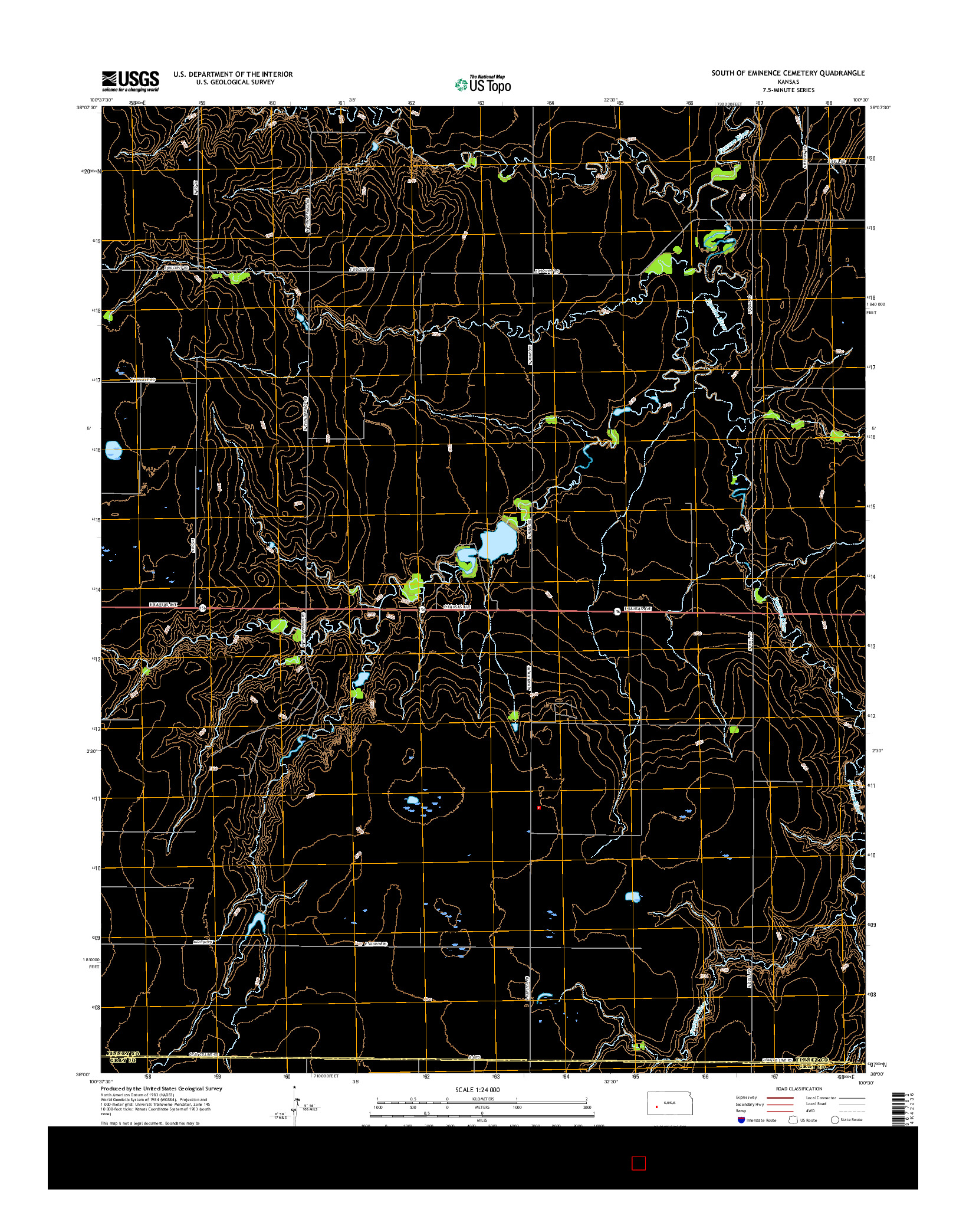 USGS US TOPO 7.5-MINUTE MAP FOR SOUTH OF EMINENCE CEMETERY, KS 2015