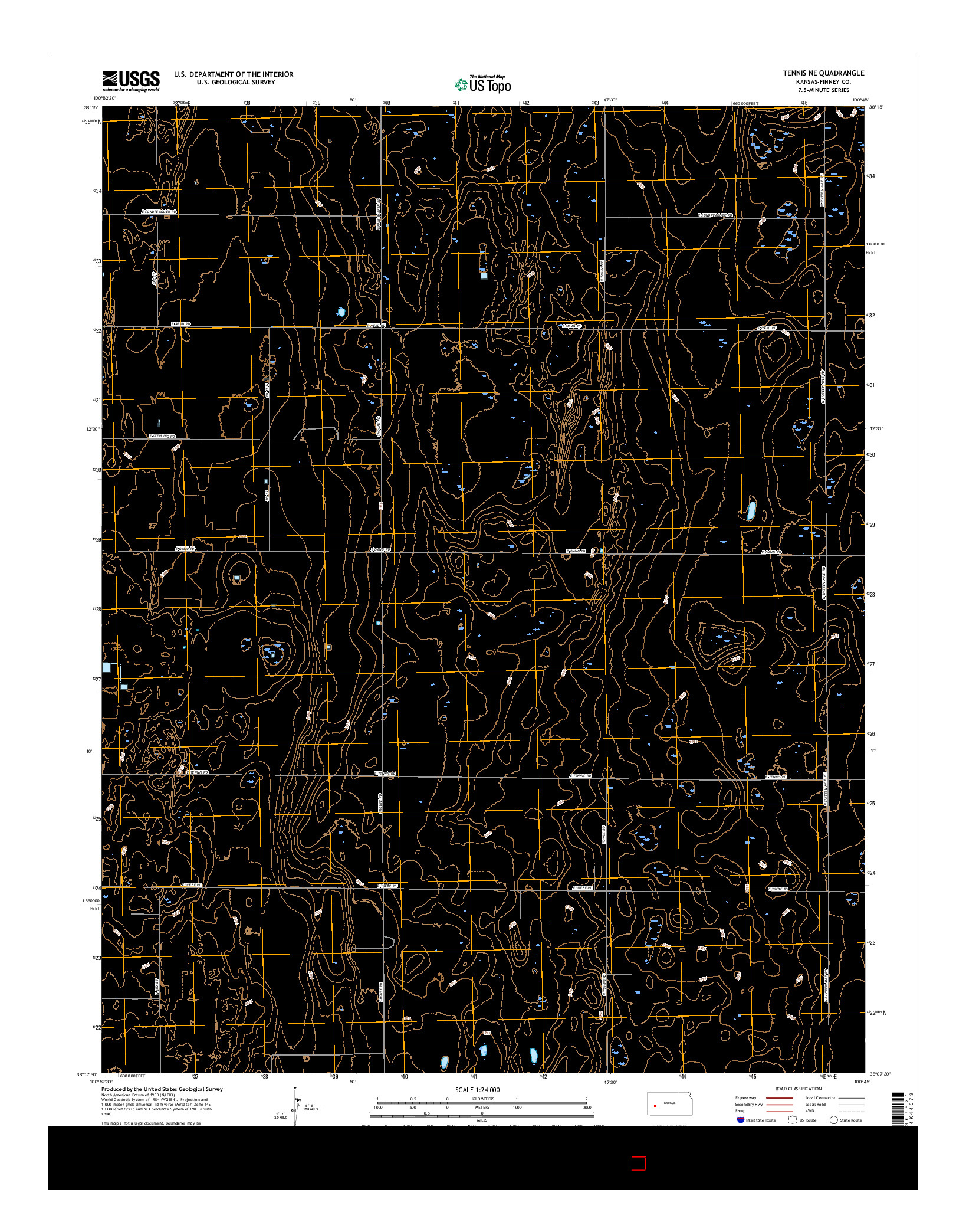 USGS US TOPO 7.5-MINUTE MAP FOR TENNIS NE, KS 2015