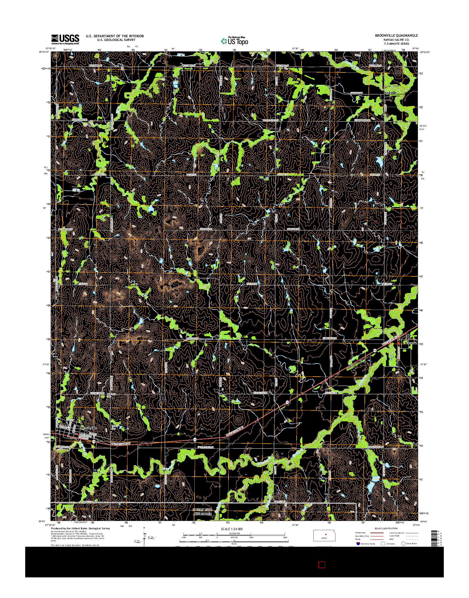 USGS US TOPO 7.5-MINUTE MAP FOR BROOKVILLE, KS 2015