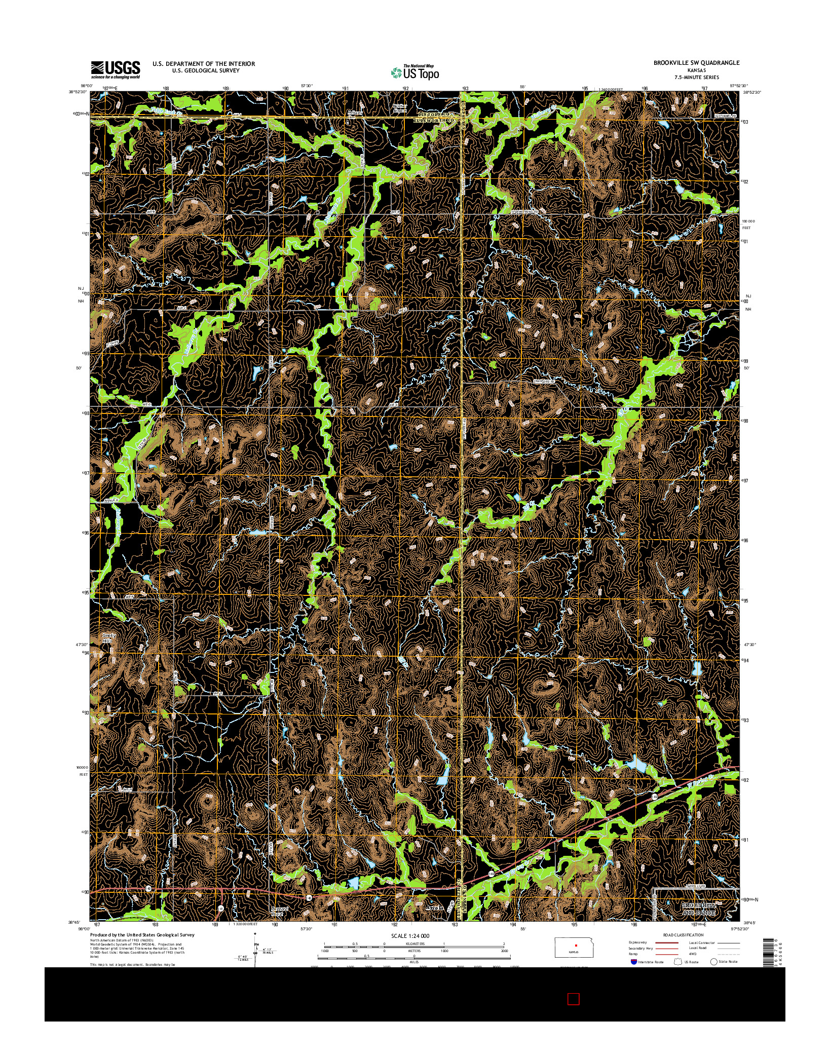 USGS US TOPO 7.5-MINUTE MAP FOR BROOKVILLE SW, KS 2015
