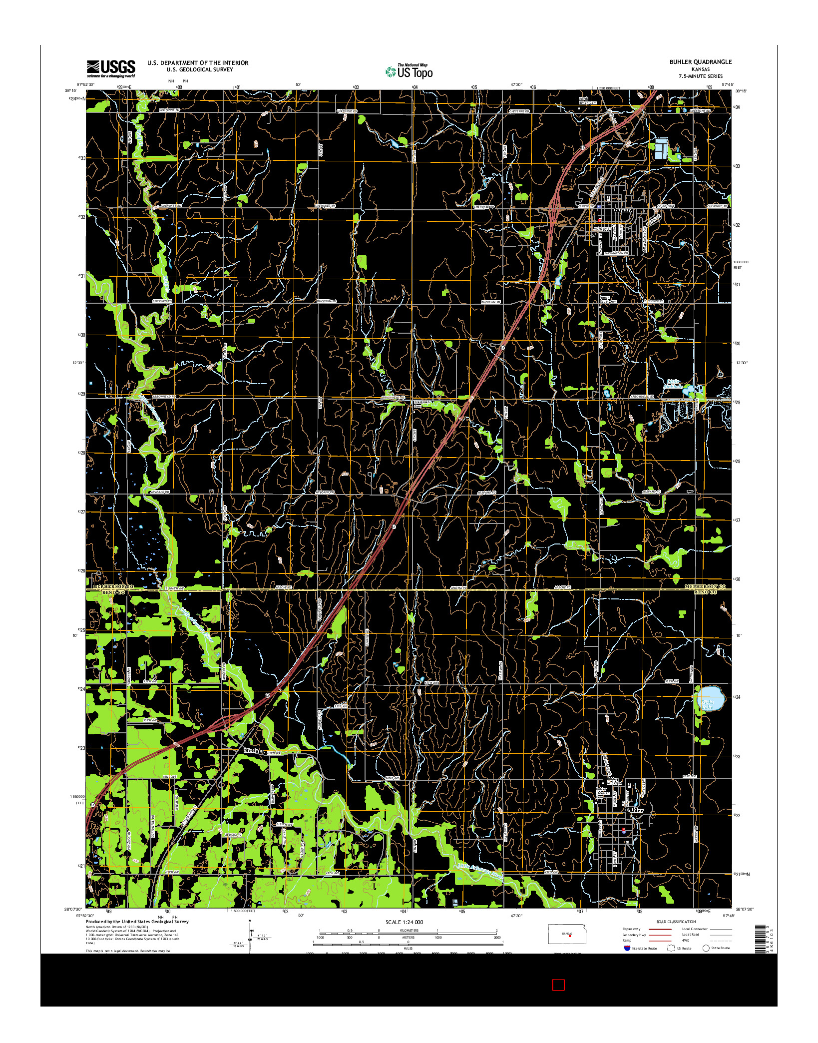 USGS US TOPO 7.5-MINUTE MAP FOR BUHLER, KS 2015