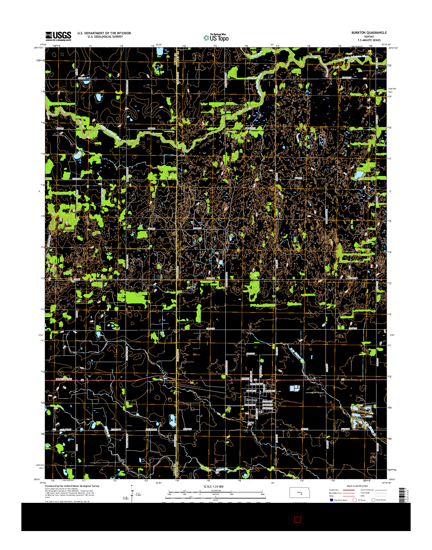 USGS US TOPO 7.5-MINUTE MAP FOR BURRTON, KS 2015