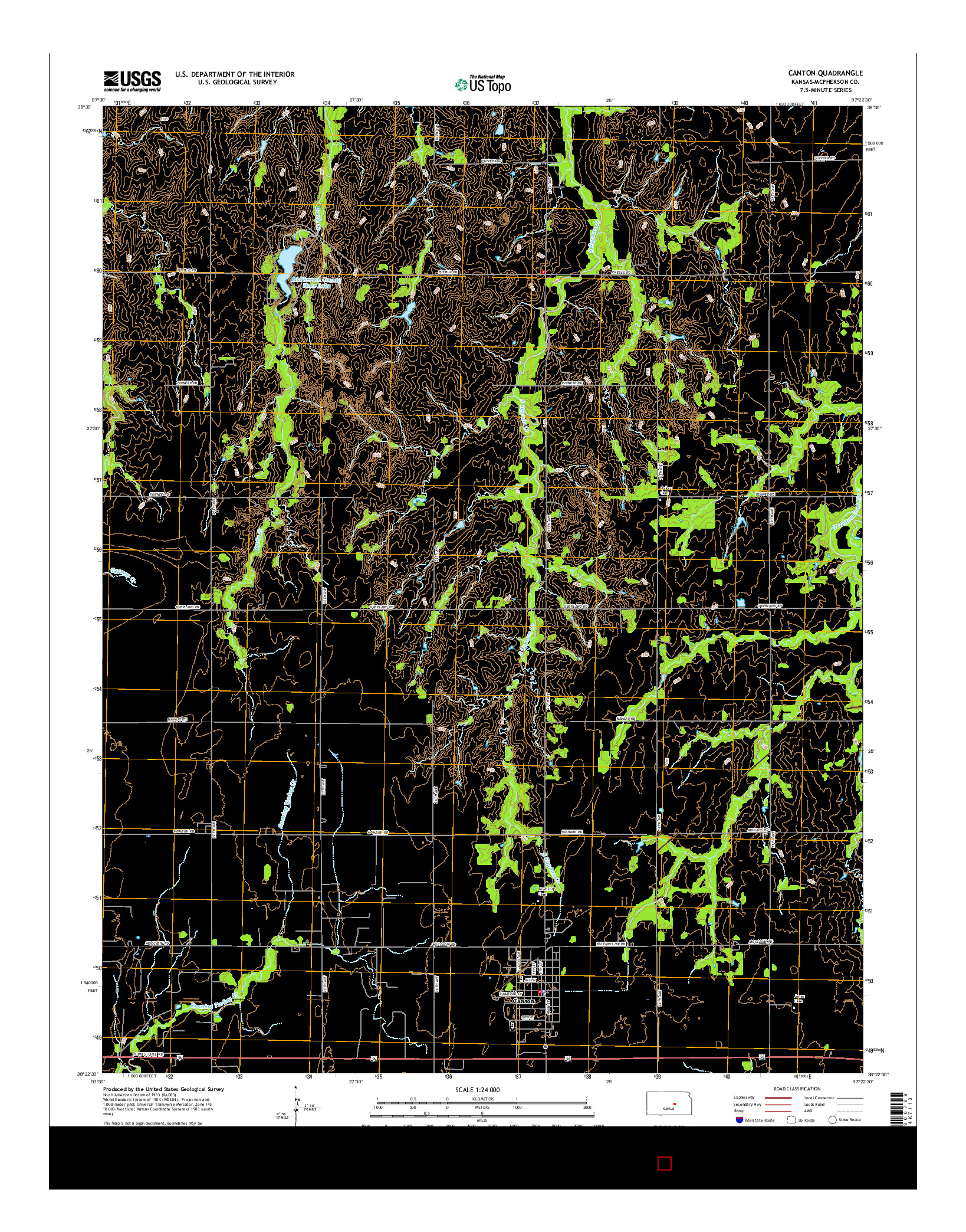 USGS US TOPO 7.5-MINUTE MAP FOR CANTON, KS 2015