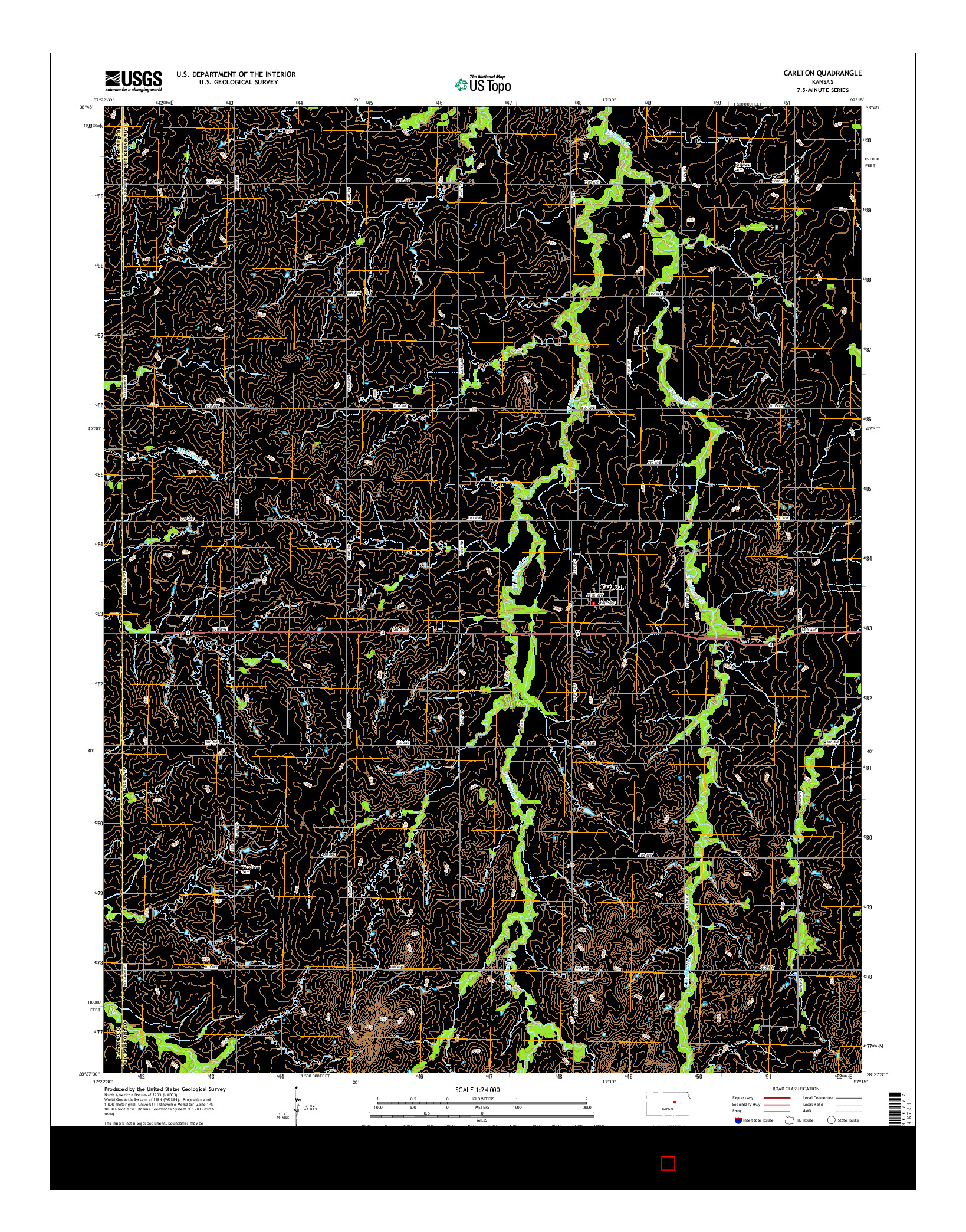 USGS US TOPO 7.5-MINUTE MAP FOR CARLTON, KS 2015