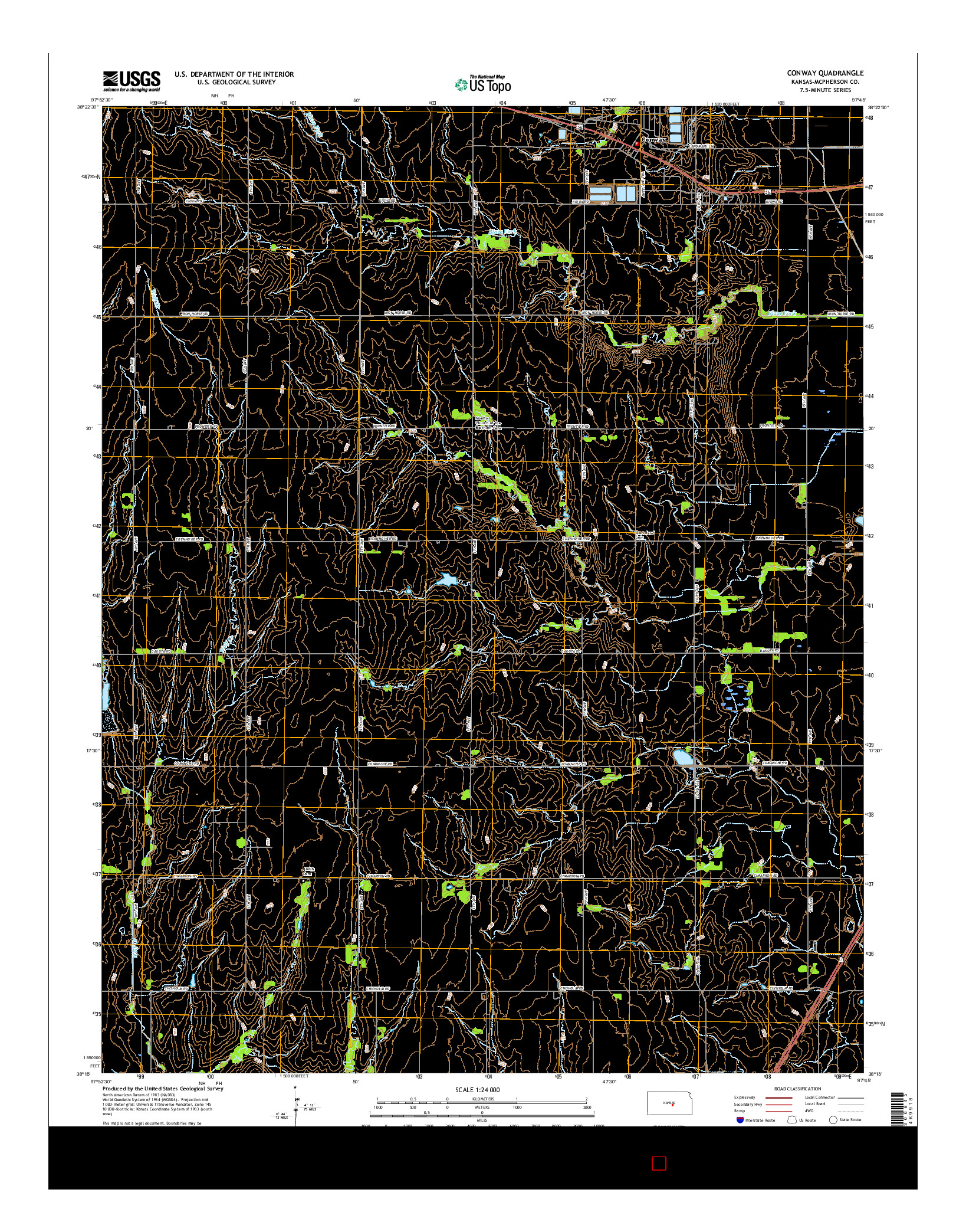 USGS US TOPO 7.5-MINUTE MAP FOR CONWAY, KS 2015