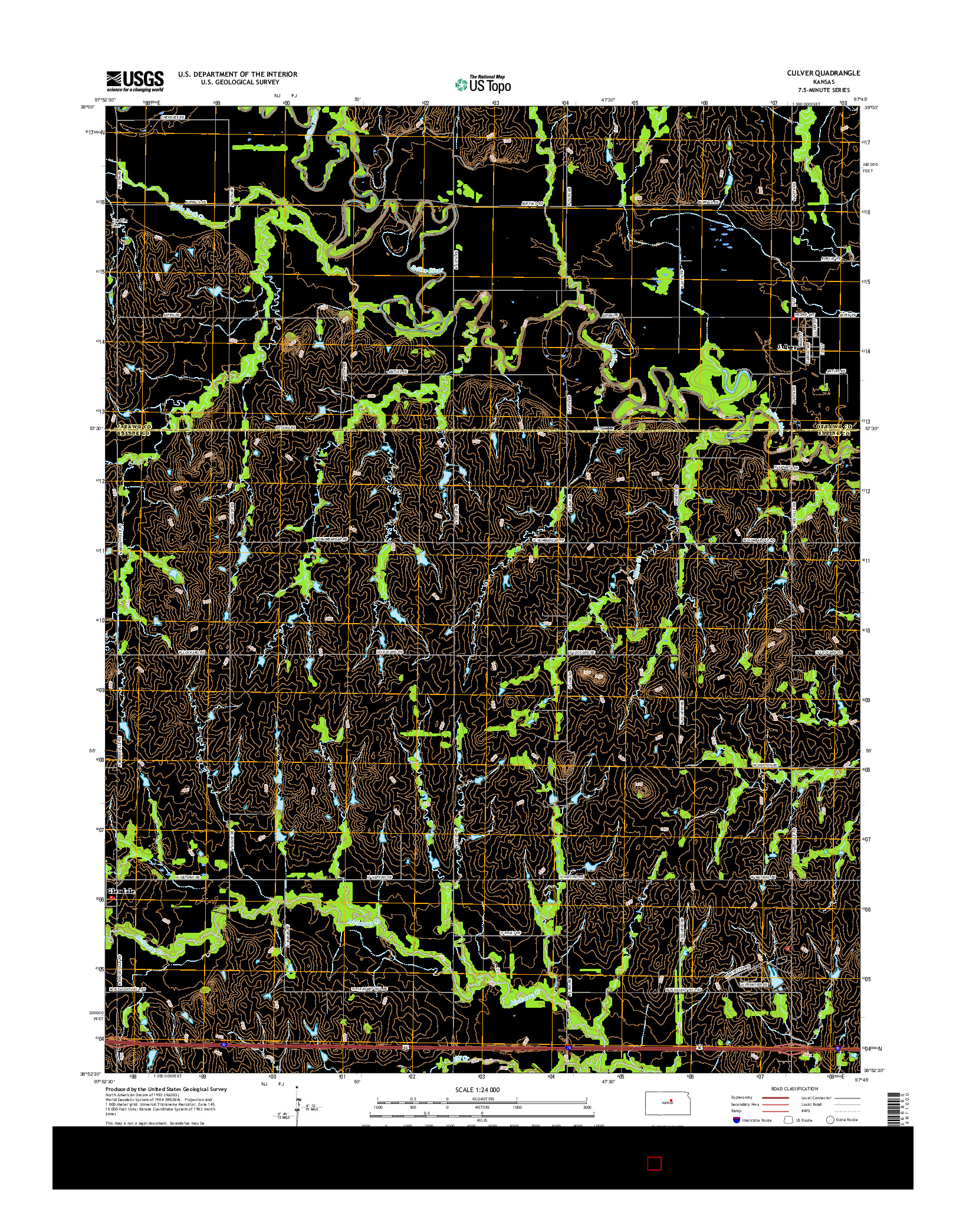 USGS US TOPO 7.5-MINUTE MAP FOR CULVER, KS 2015