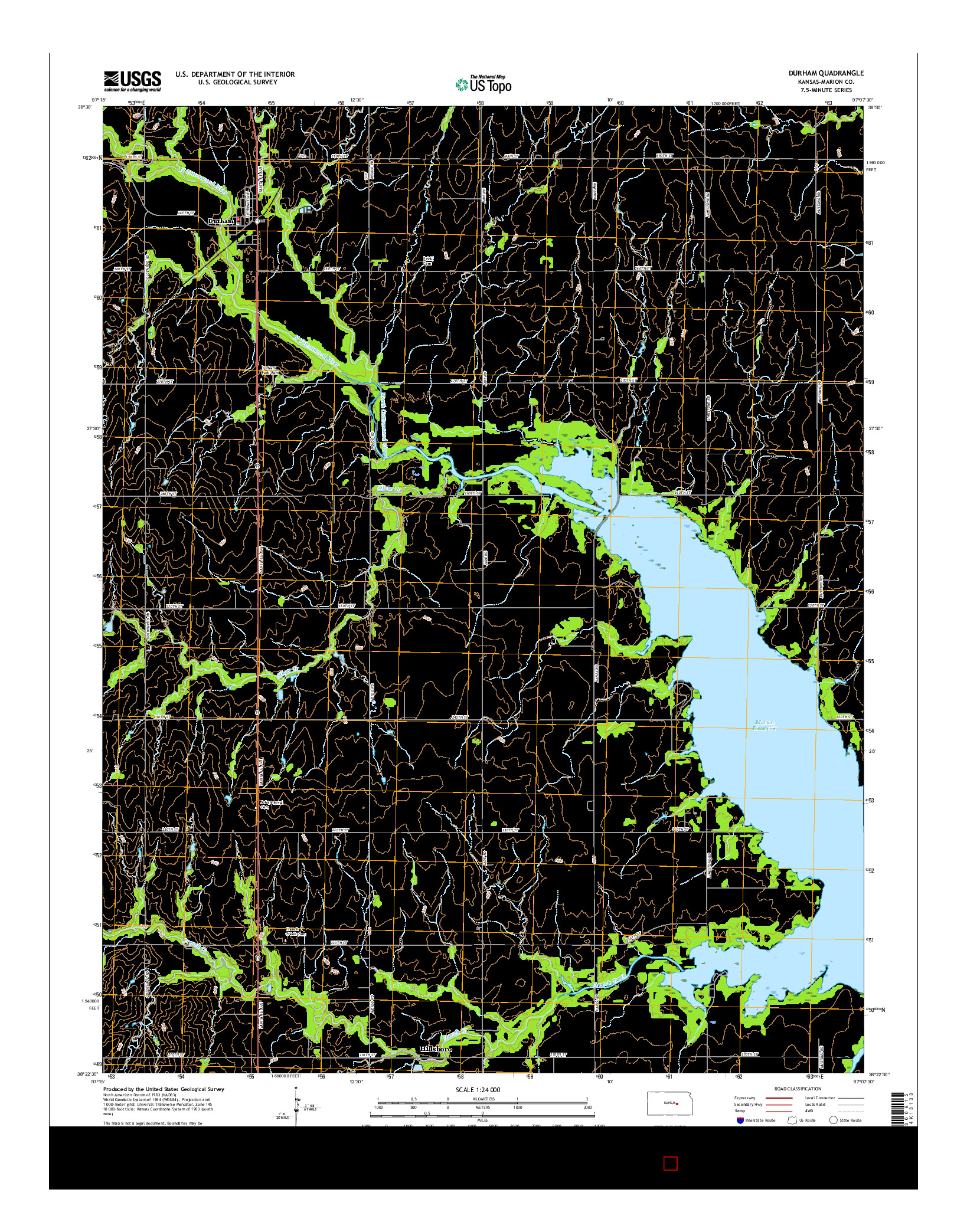 USGS US TOPO 7.5-MINUTE MAP FOR DURHAM, KS 2015