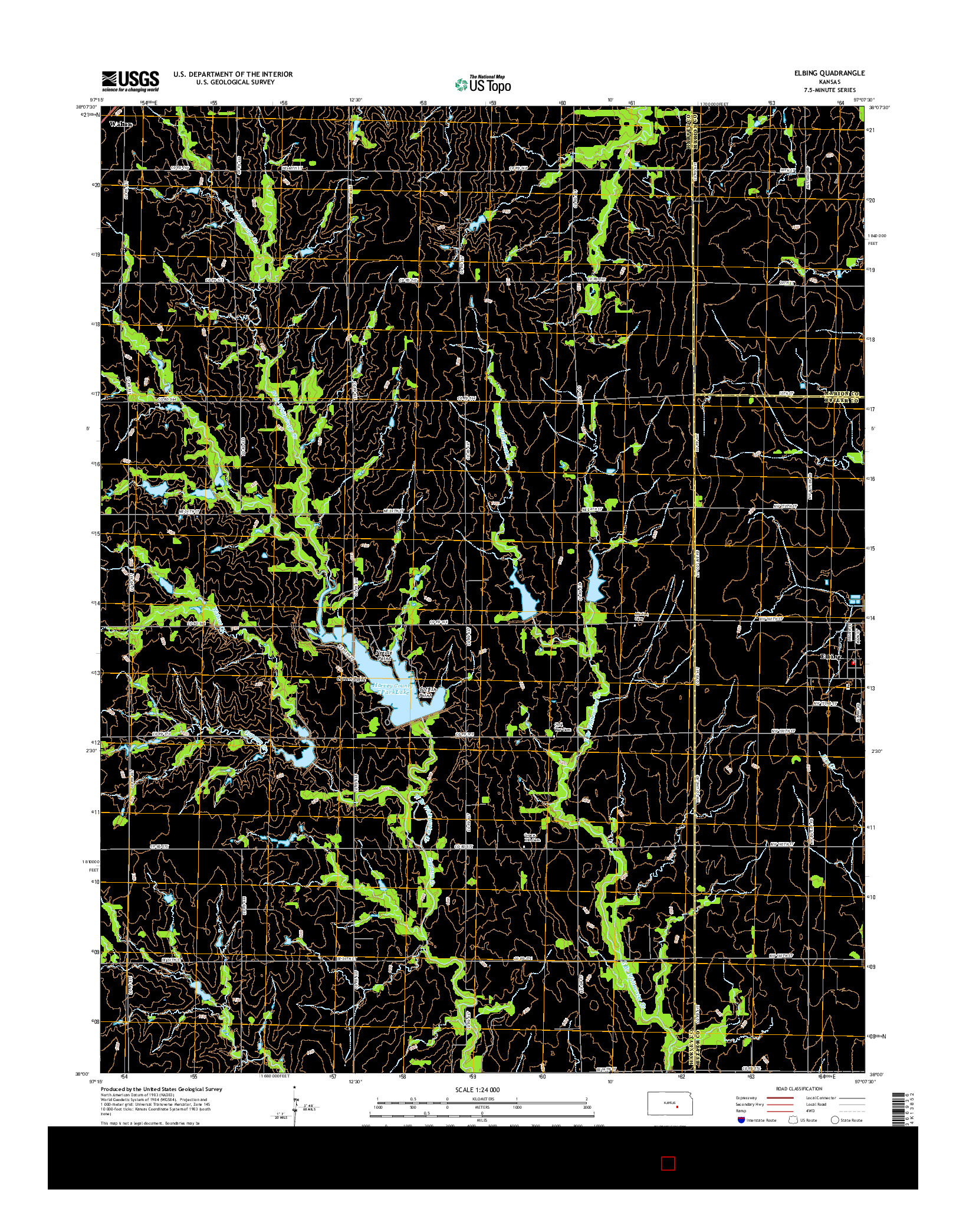 USGS US TOPO 7.5-MINUTE MAP FOR ELBING, KS 2015