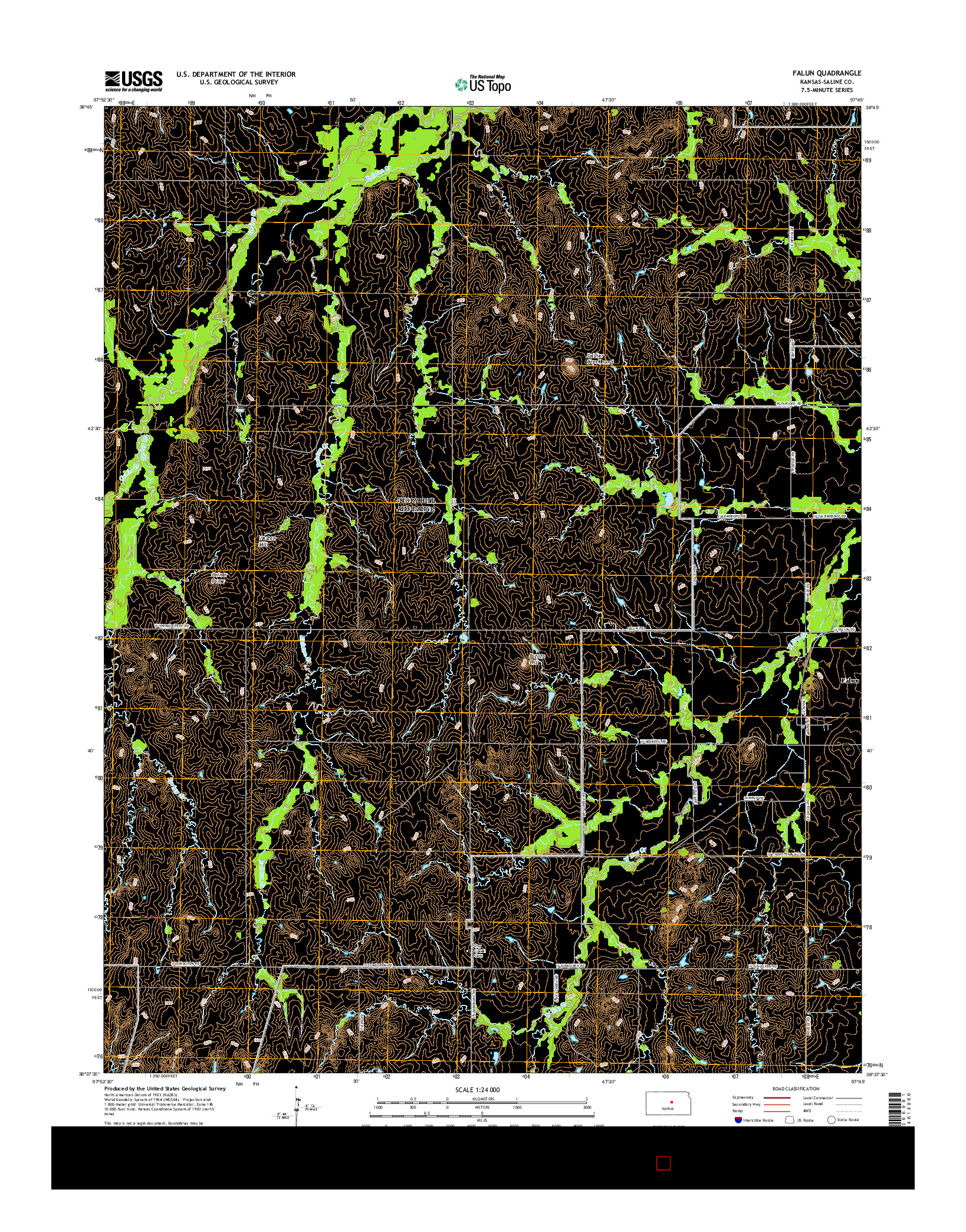 USGS US TOPO 7.5-MINUTE MAP FOR FALUN, KS 2015