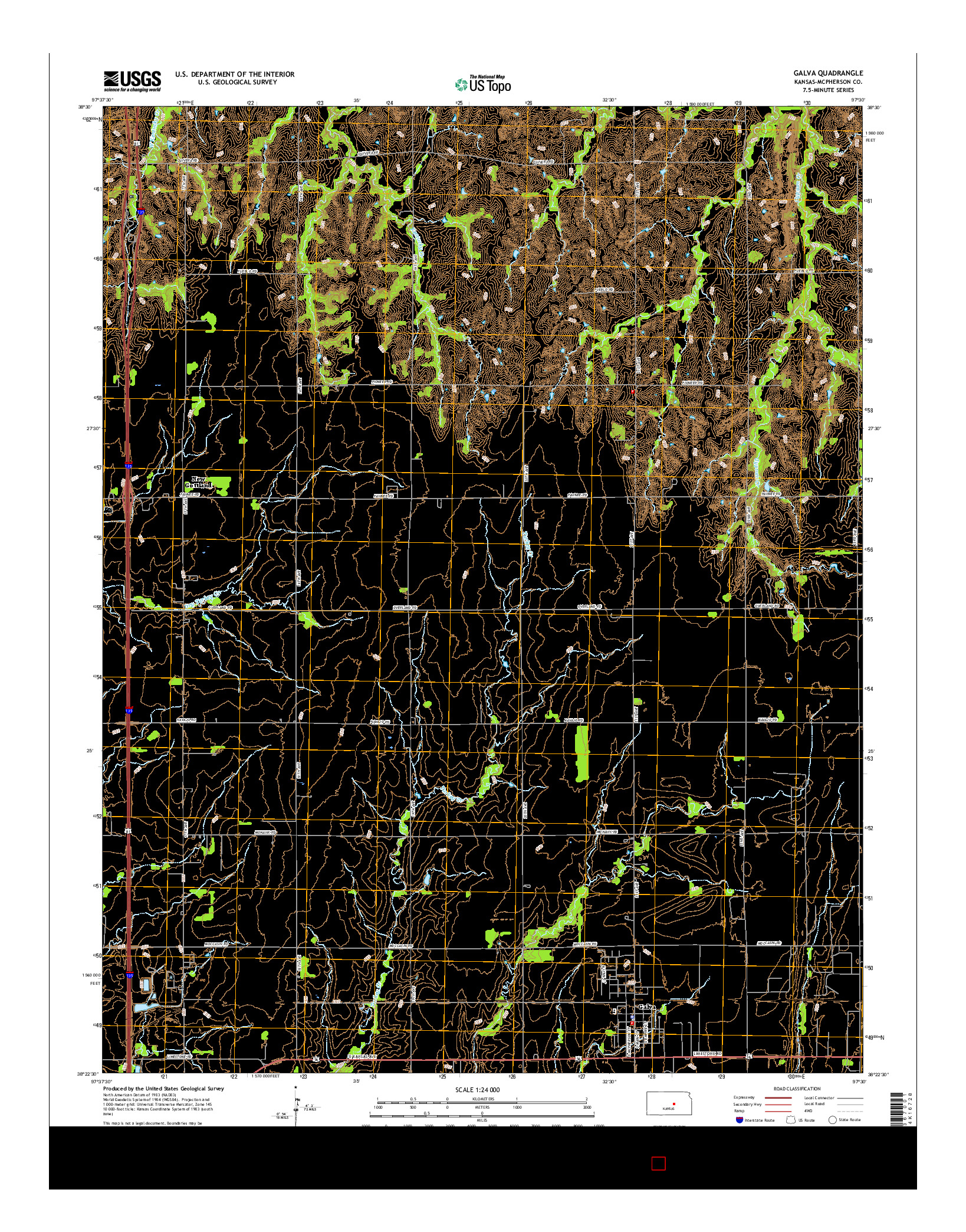 USGS US TOPO 7.5-MINUTE MAP FOR GALVA, KS 2015