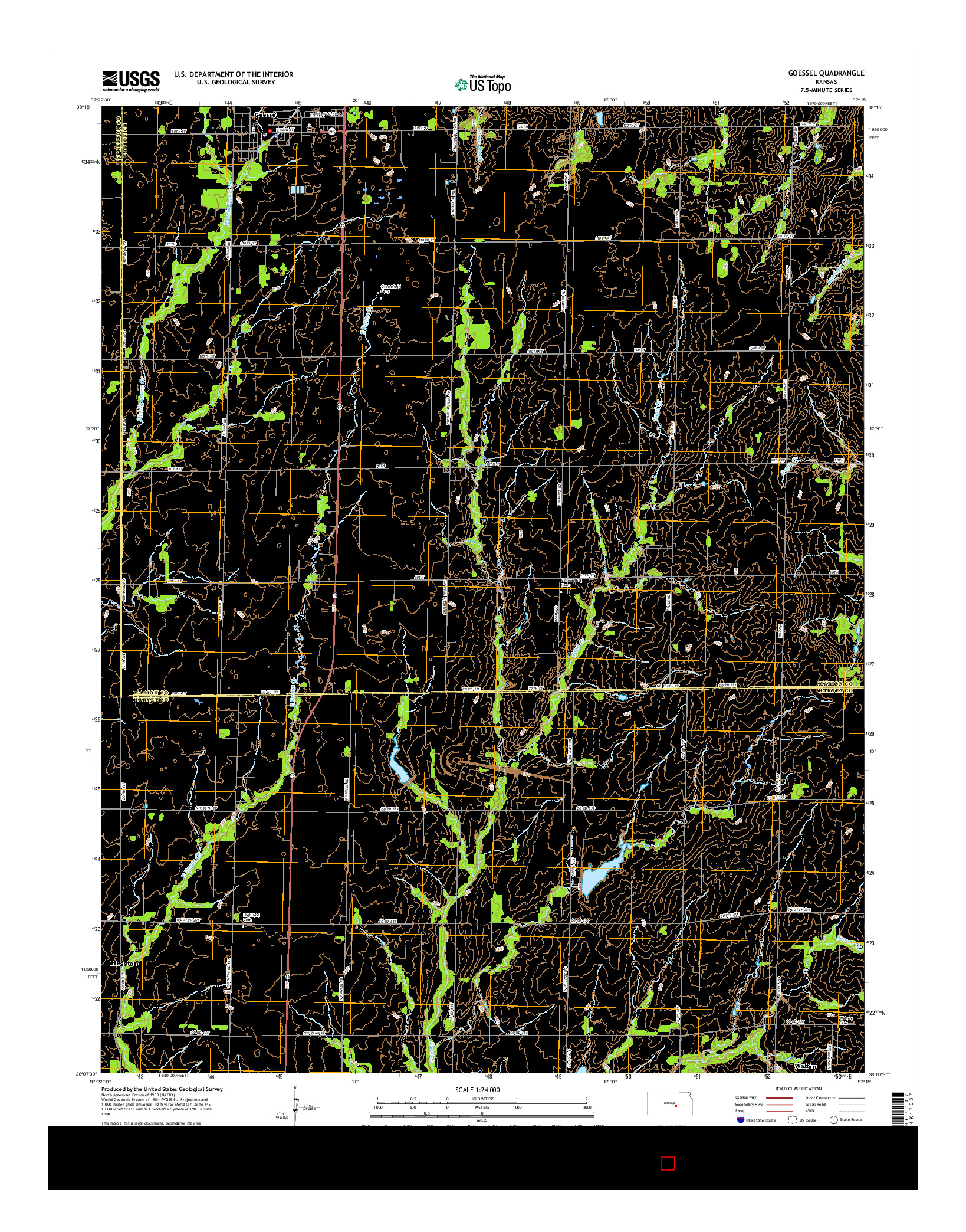 USGS US TOPO 7.5-MINUTE MAP FOR GOESSEL, KS 2015