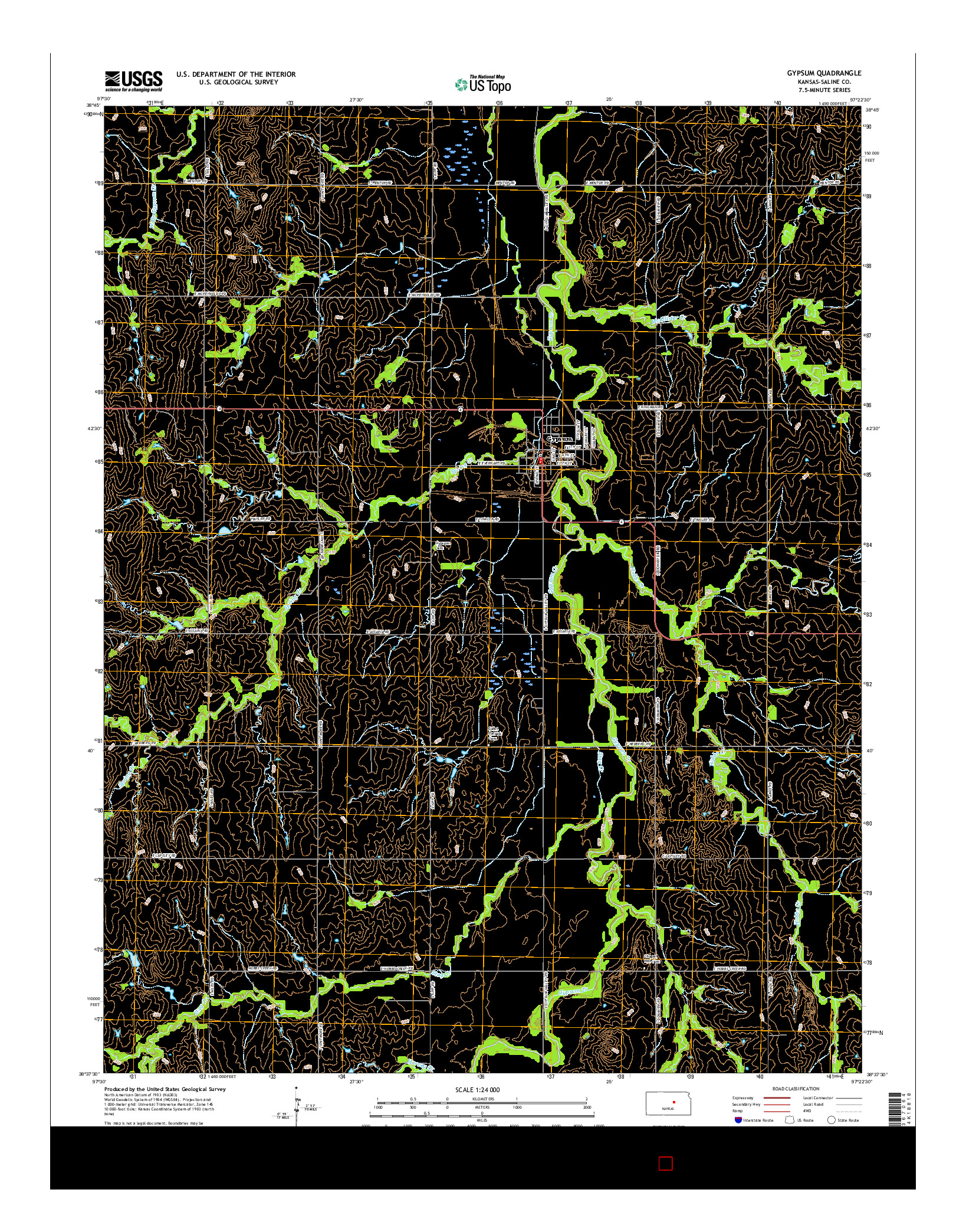 USGS US TOPO 7.5-MINUTE MAP FOR GYPSUM, KS 2015