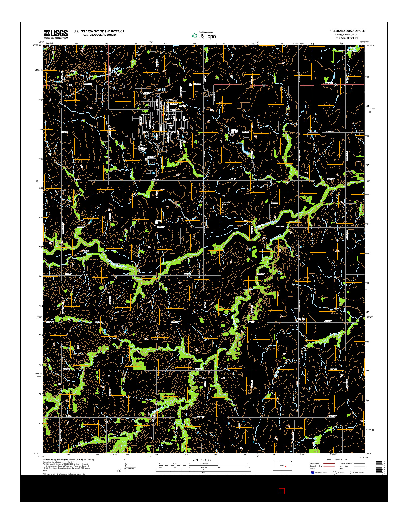 USGS US TOPO 7.5-MINUTE MAP FOR HILLSBORO, KS 2015
