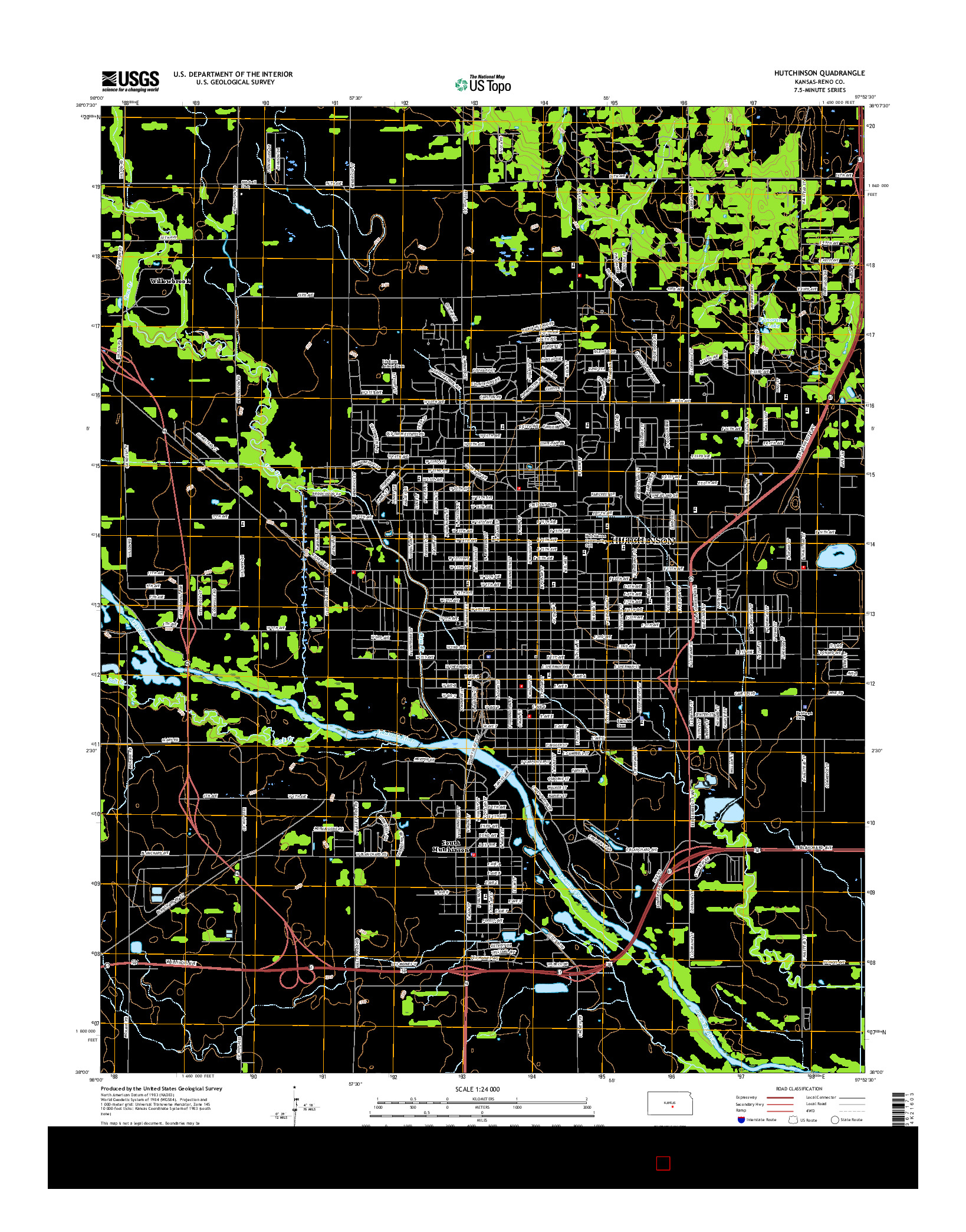 USGS US TOPO 7.5-MINUTE MAP FOR HUTCHINSON, KS 2015