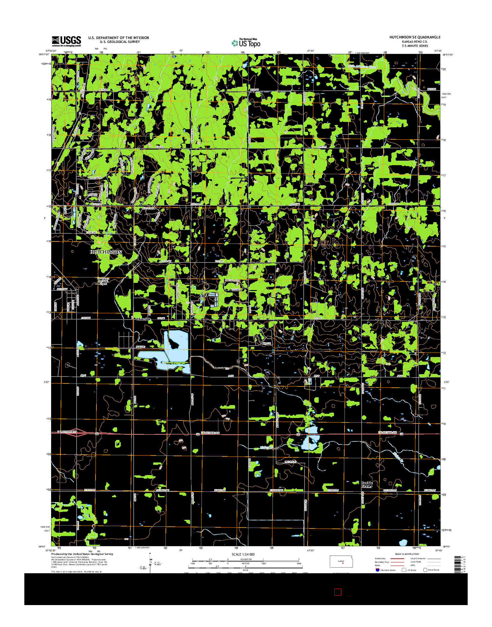 USGS US TOPO 7.5-MINUTE MAP FOR HUTCHINSON SE, KS 2015