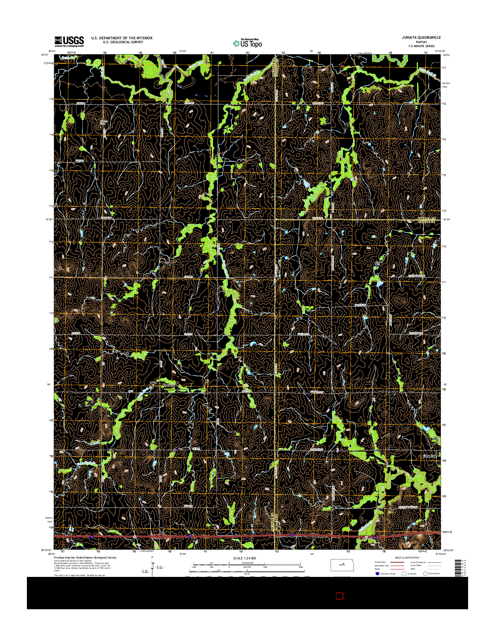 USGS US TOPO 7.5-MINUTE MAP FOR JUNIATA, KS 2015