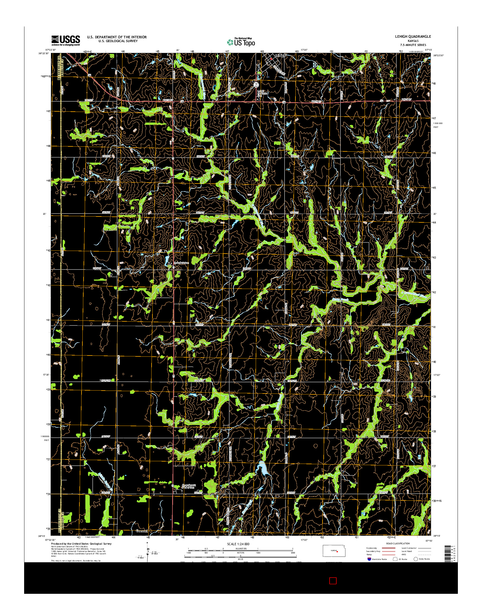 USGS US TOPO 7.5-MINUTE MAP FOR LEHIGH, KS 2015