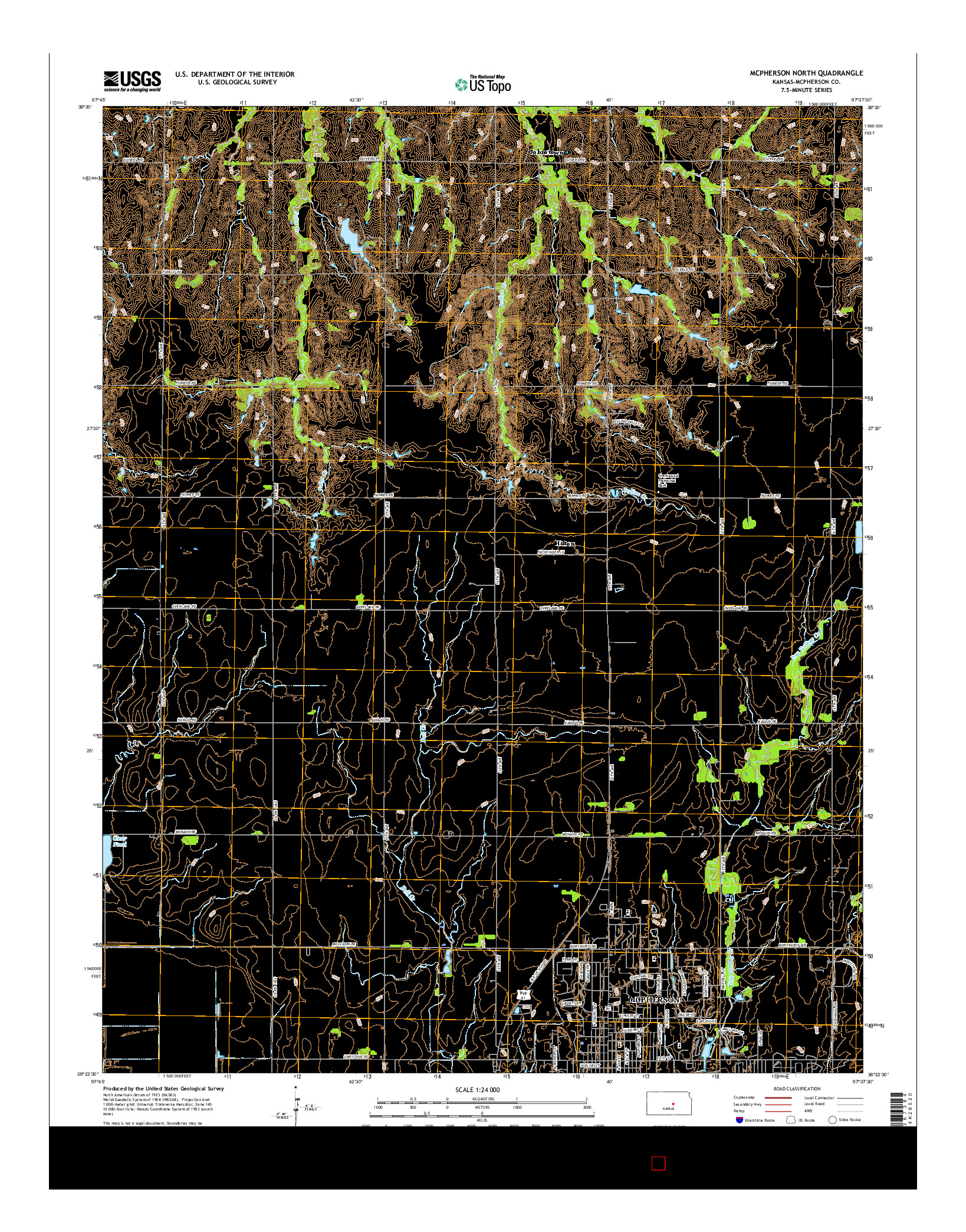 USGS US TOPO 7.5-MINUTE MAP FOR MCPHERSON NORTH, KS 2015