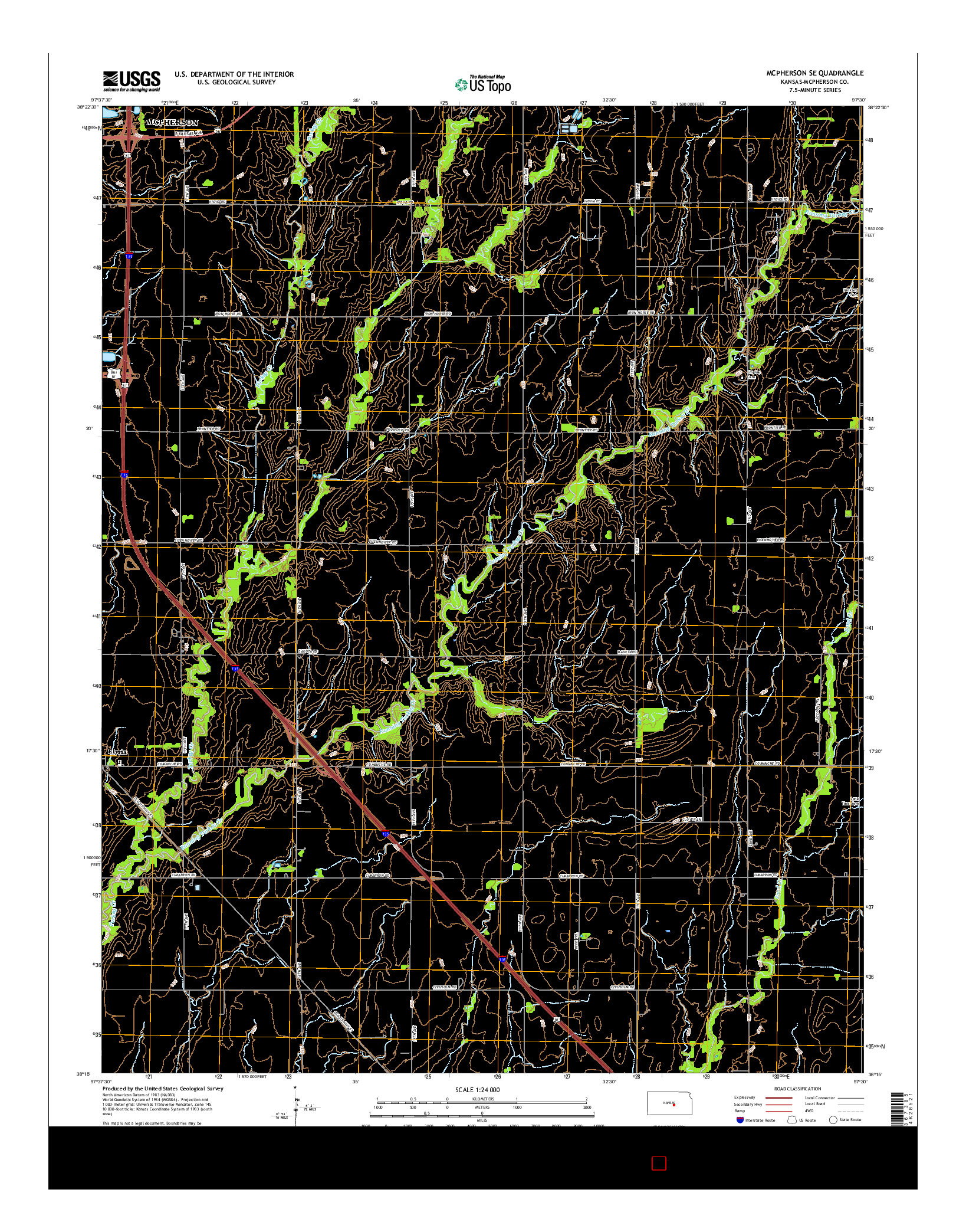 USGS US TOPO 7.5-MINUTE MAP FOR MCPHERSON SE, KS 2015