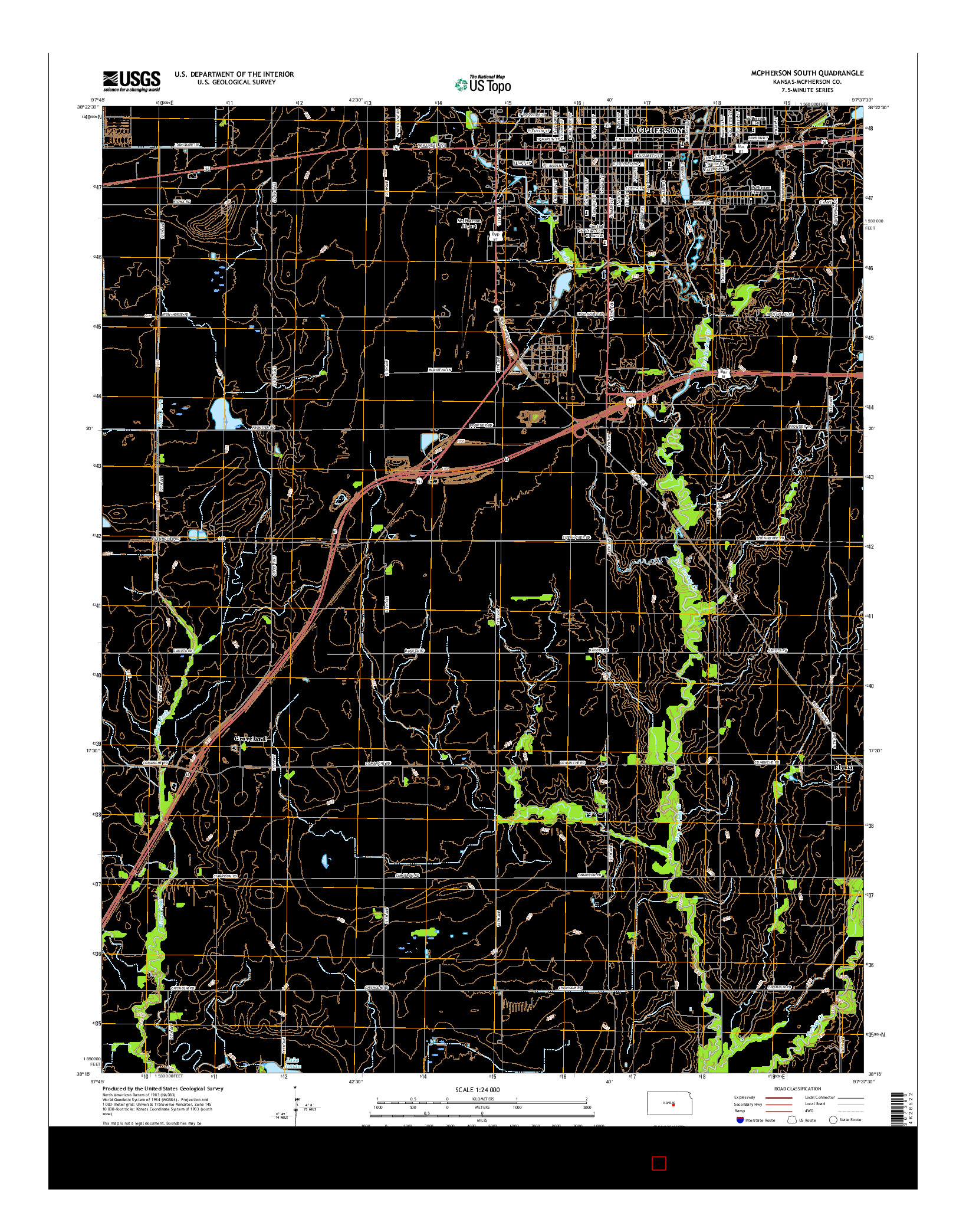 USGS US TOPO 7.5-MINUTE MAP FOR MCPHERSON SOUTH, KS 2015
