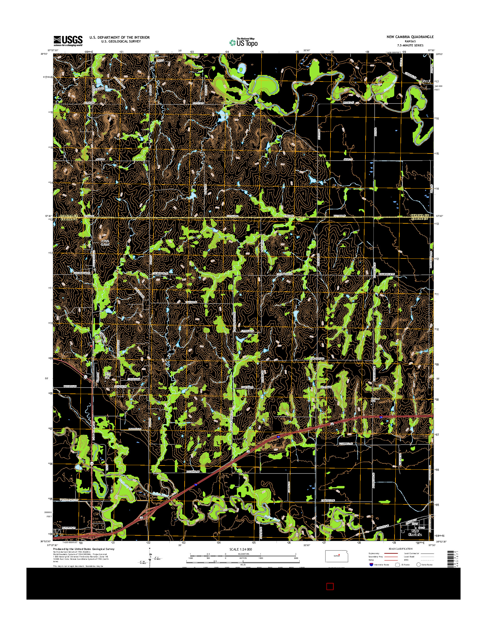 USGS US TOPO 7.5-MINUTE MAP FOR NEW CAMBRIA, KS 2015