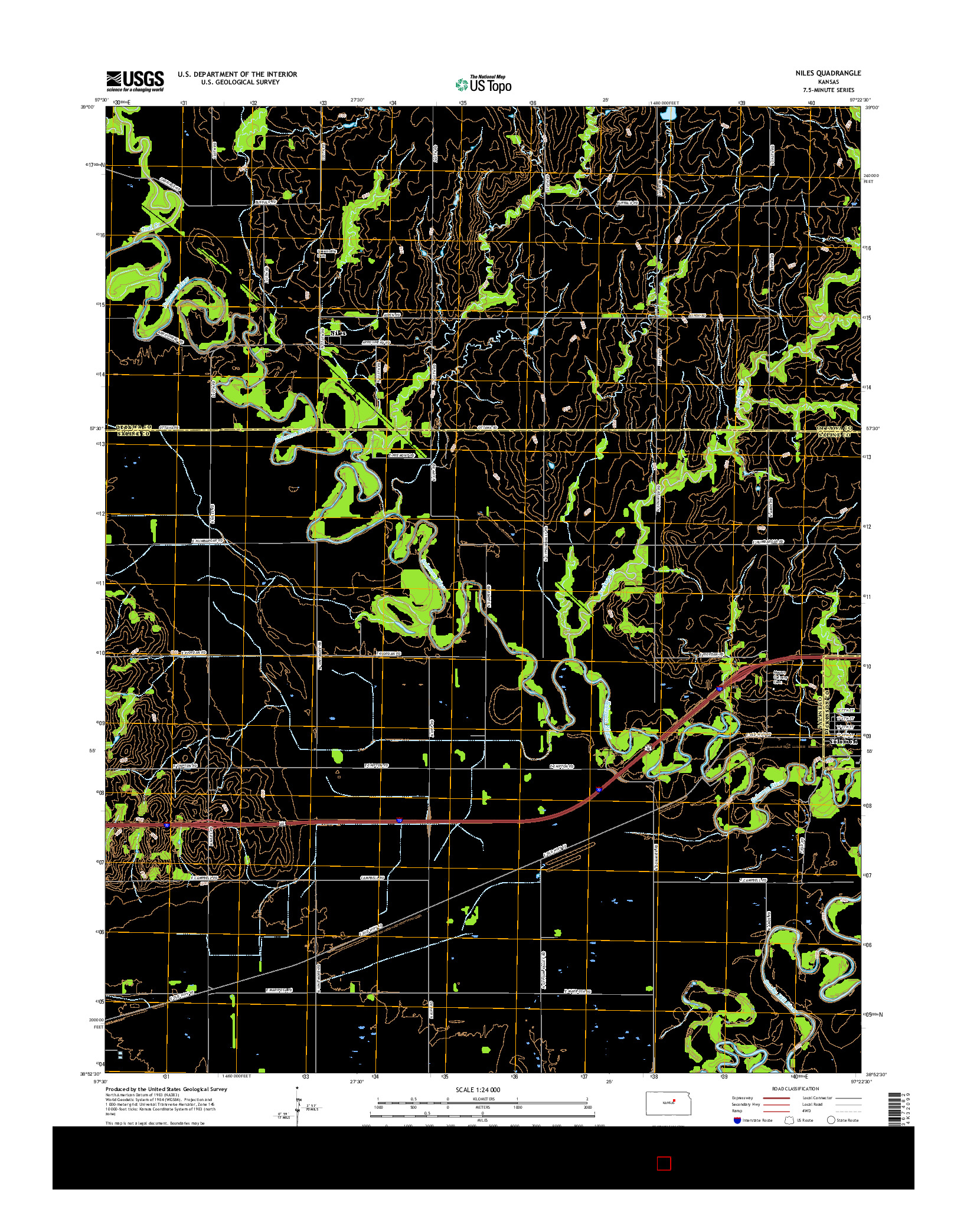 USGS US TOPO 7.5-MINUTE MAP FOR NILES, KS 2015