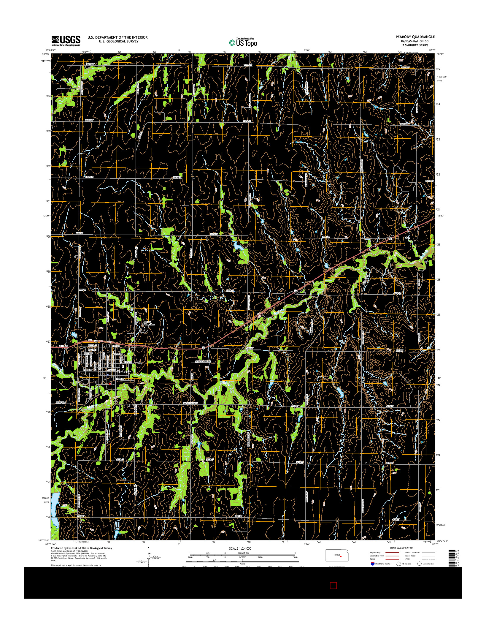 USGS US TOPO 7.5-MINUTE MAP FOR PEABODY, KS 2015