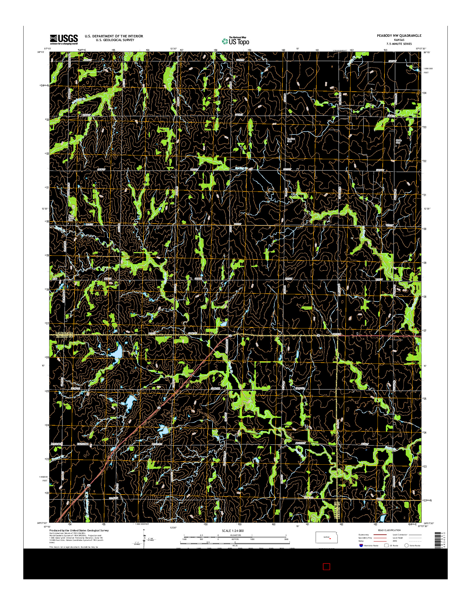 USGS US TOPO 7.5-MINUTE MAP FOR PEABODY NW, KS 2015