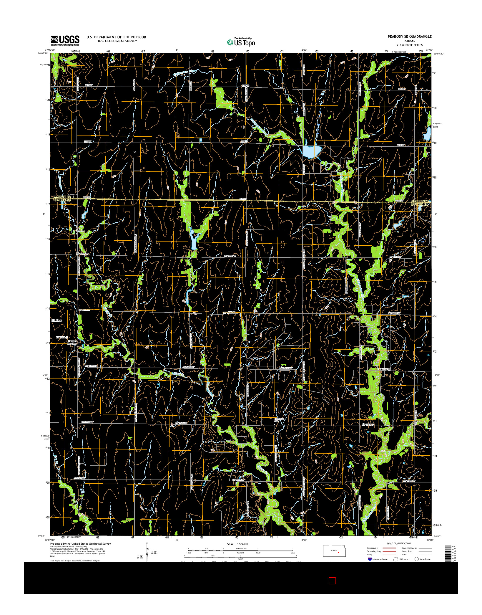 USGS US TOPO 7.5-MINUTE MAP FOR PEABODY SE, KS 2015