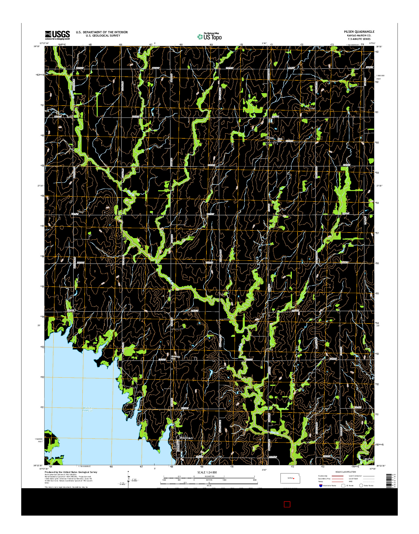 USGS US TOPO 7.5-MINUTE MAP FOR PILSEN, KS 2015