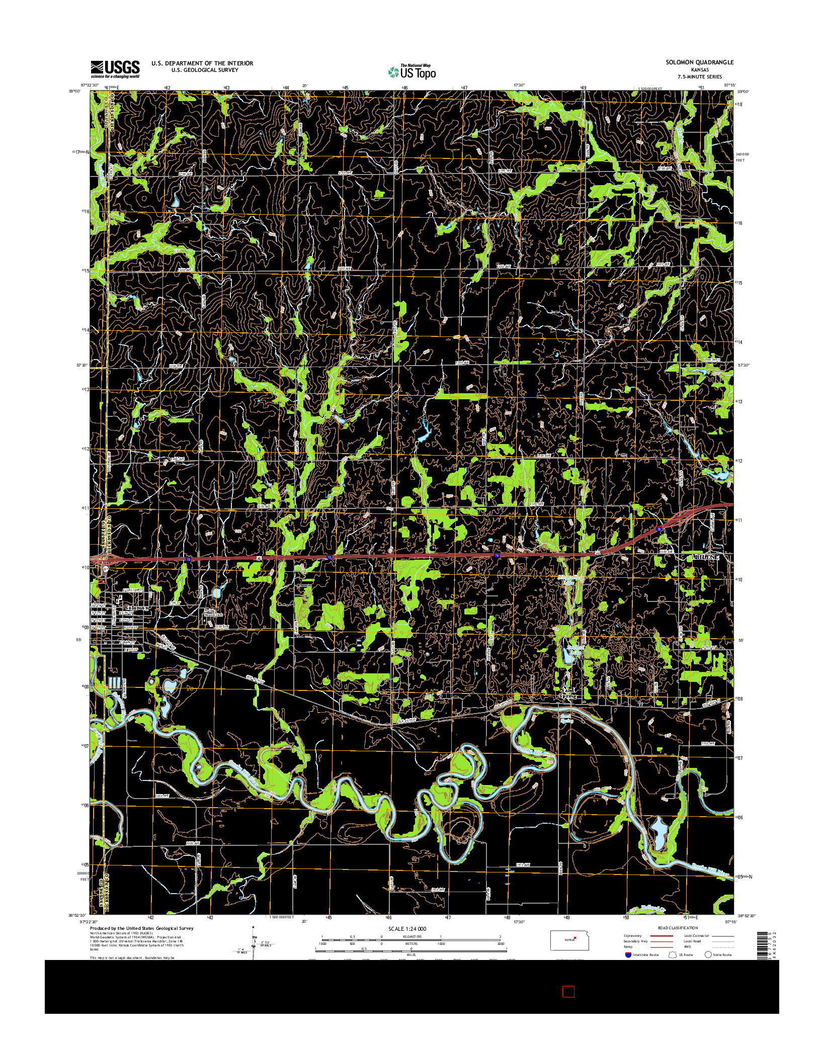 USGS US TOPO 7.5-MINUTE MAP FOR SOLOMON, KS 2015