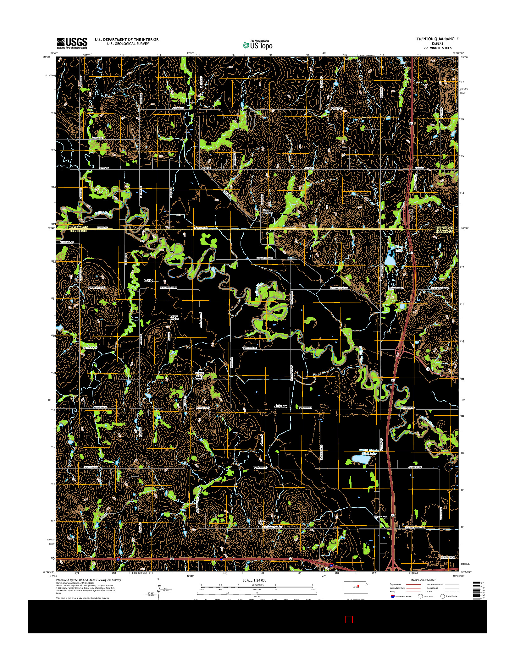 USGS US TOPO 7.5-MINUTE MAP FOR TRENTON, KS 2015