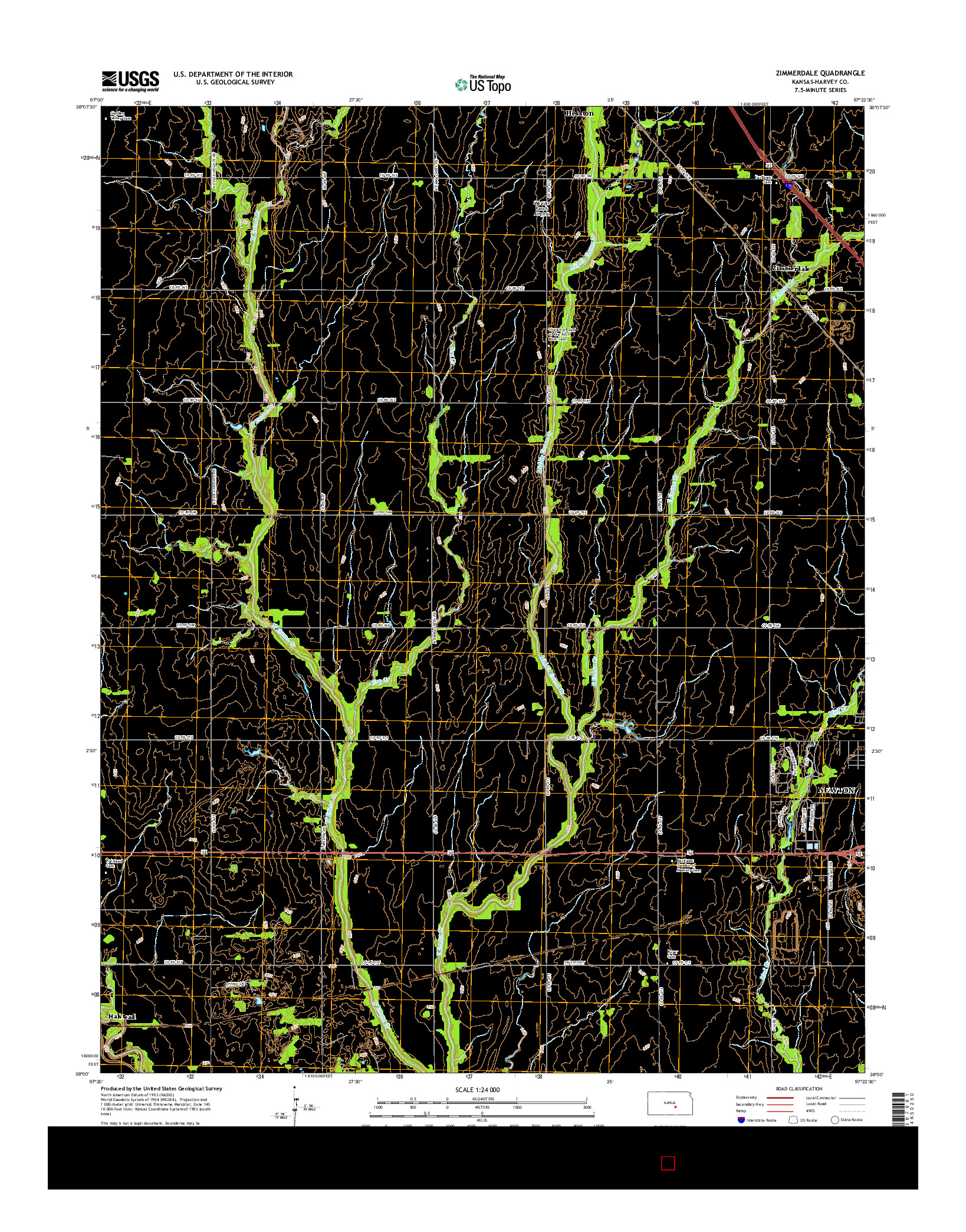 USGS US TOPO 7.5-MINUTE MAP FOR ZIMMERDALE, KS 2015