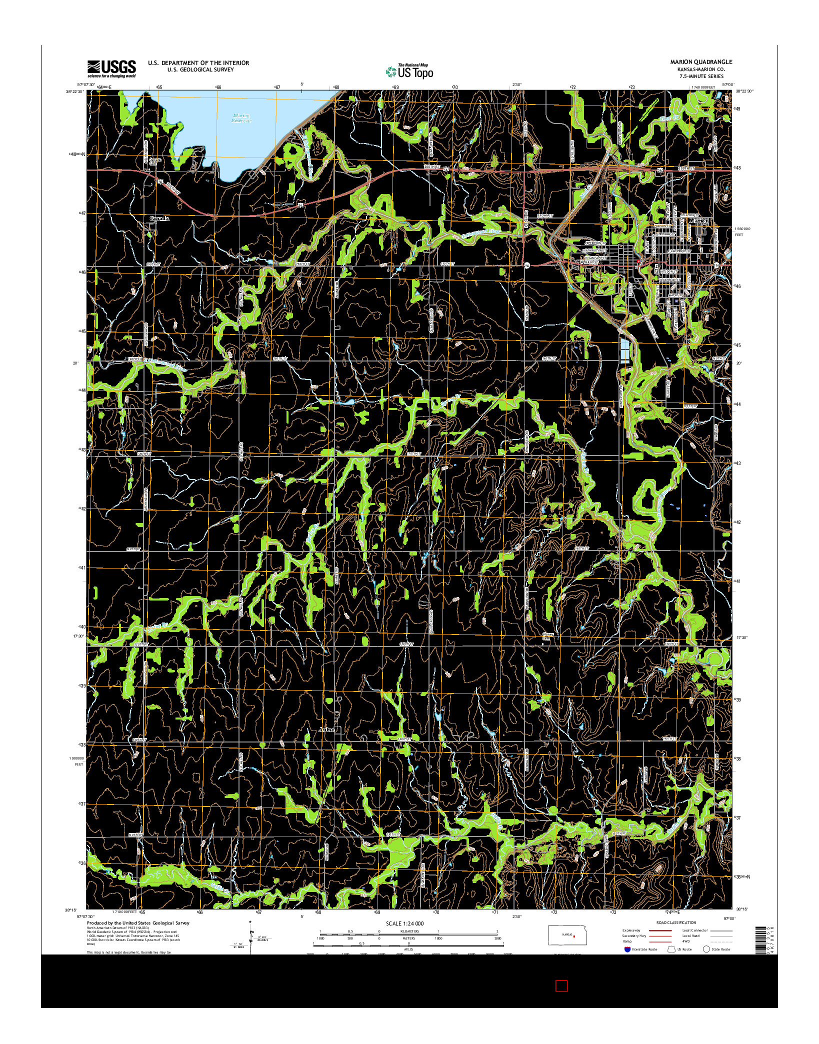 USGS US TOPO 7.5-MINUTE MAP FOR MARION, KS 2015