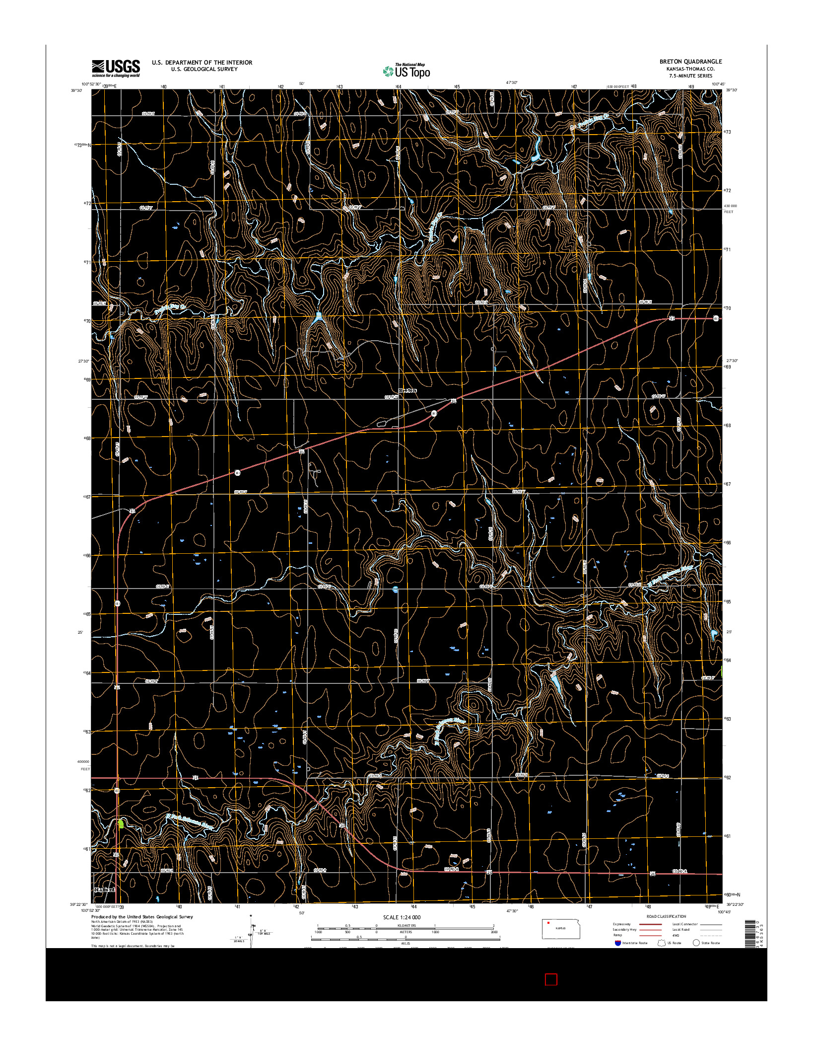 USGS US TOPO 7.5-MINUTE MAP FOR BRETON, KS 2015