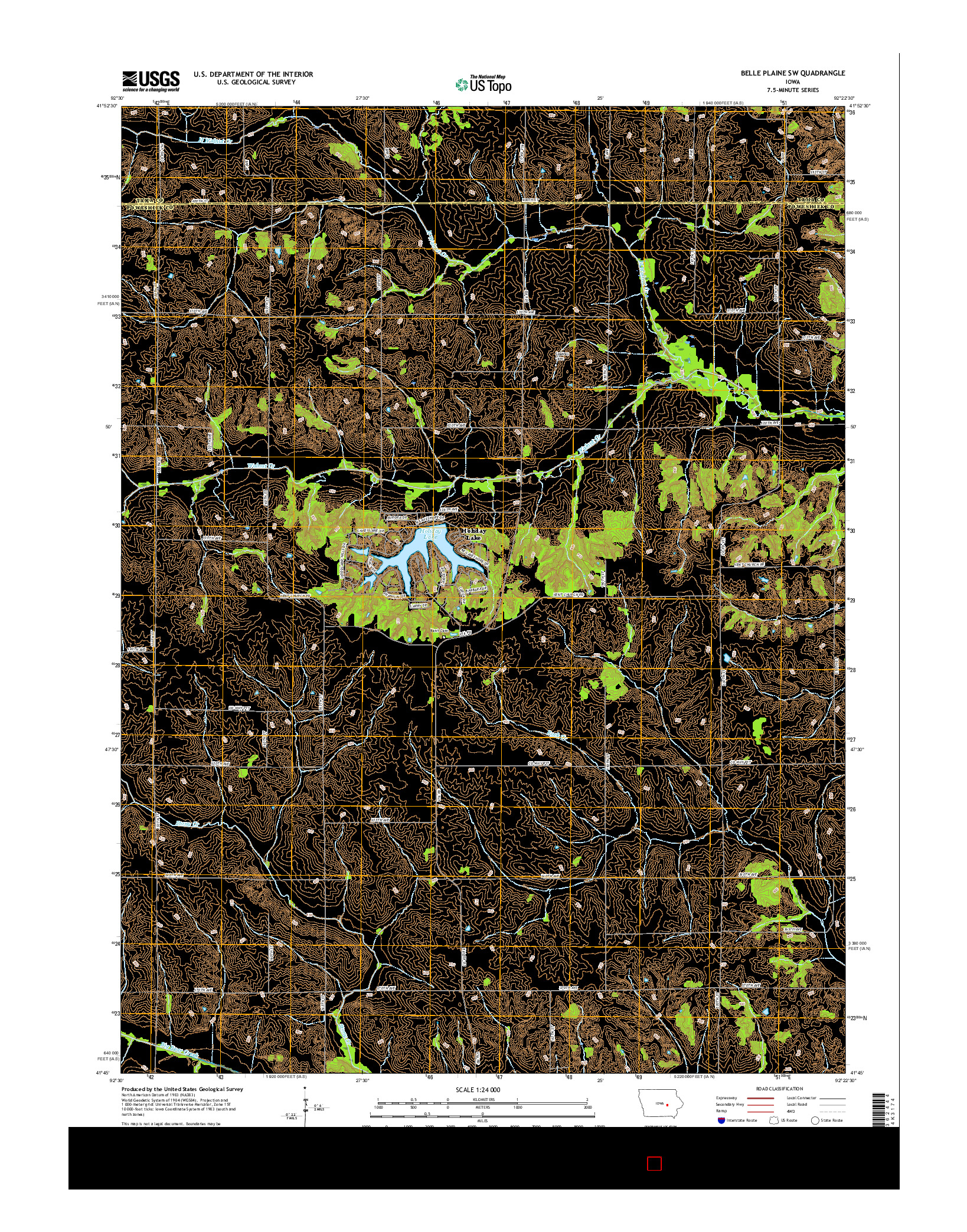 USGS US TOPO 7.5-MINUTE MAP FOR BELLE PLAINE SW, IA 2015